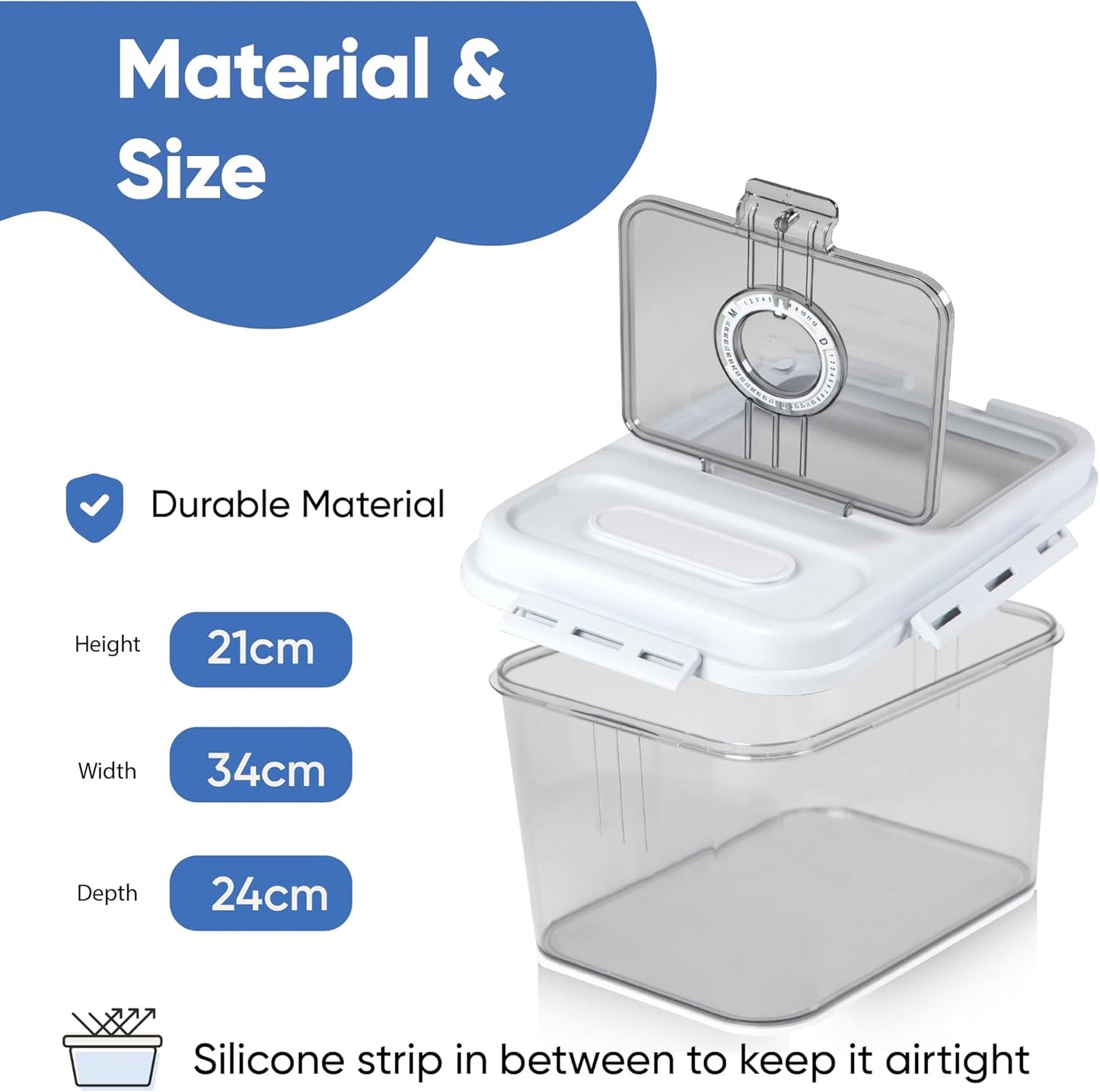 Chef's Path Extra Large Airtight Rice Storage Container with Measuring Cup, Pack of 1, 8 L Capacity, Kitchen and Pantry Canister for Rice, Flour, Sugar, and Baking Supplies