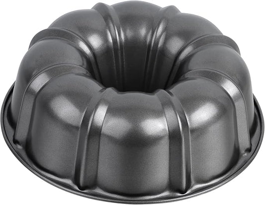 P&P CHEF 10 Inch Gray Non-stick Cake Pan, Carbon Steel Fluted Tube Round Baking Pan for Pound Cake, 10-Cup Large Capacity Bakeware, Healthy & Heavy Duty, 1 Piece
