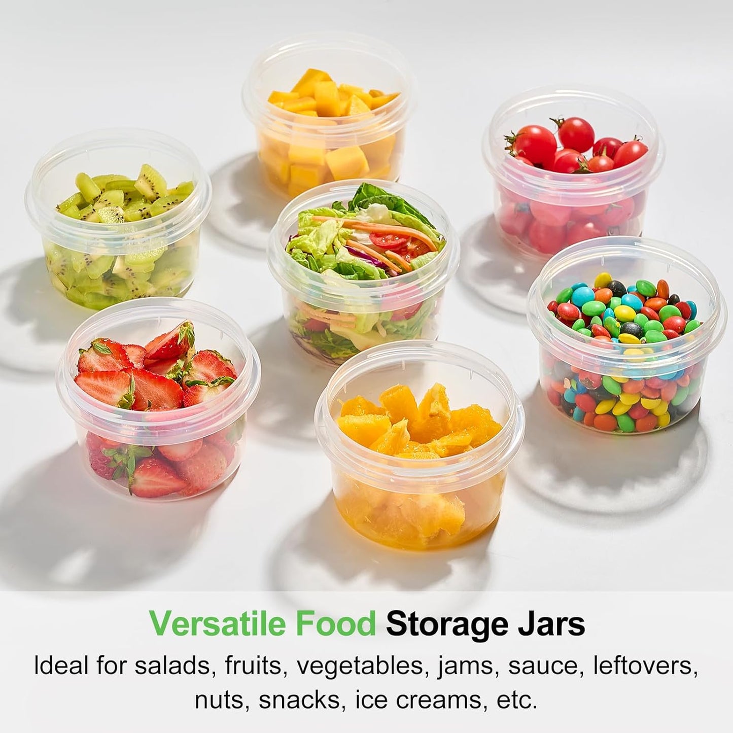 Qeirudu 10 Pack 16oz Freezer Storage Containers with Screw Lids, Leakproof Meal Prep Containers, Small Plastic Food Storage Containers for Soup, Fruits, Leftovers, Salads, Oats