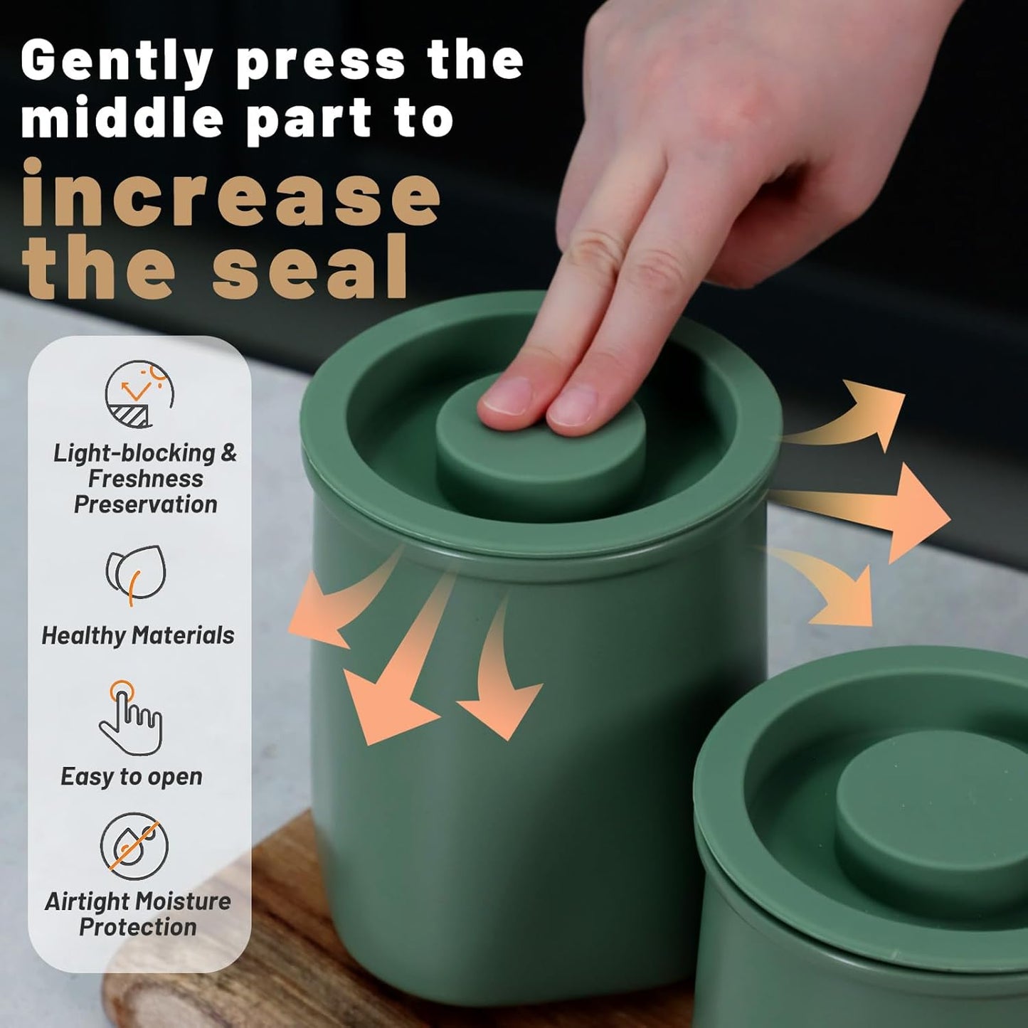 Nucookery Canisters Sets for the Kitchen Countertop, 3 Pcs Ceramic Jar with Silicone Lid, 40oz, 30oz, 20oz Food Storage Containers for Flour, Sugar, Coffee, Grains,Tea, Cookies, Dry Food Organization