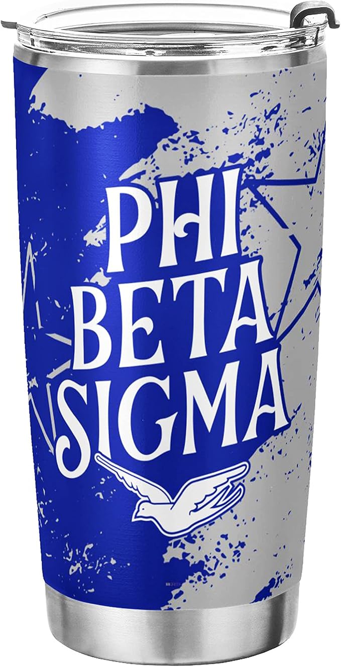 Phi Beta Sigma Fraternity Paraphernalia - Official Vendor - 20 oz Stainless Steel Insulated Sublimation Tumbler - Greek Letters - Star
