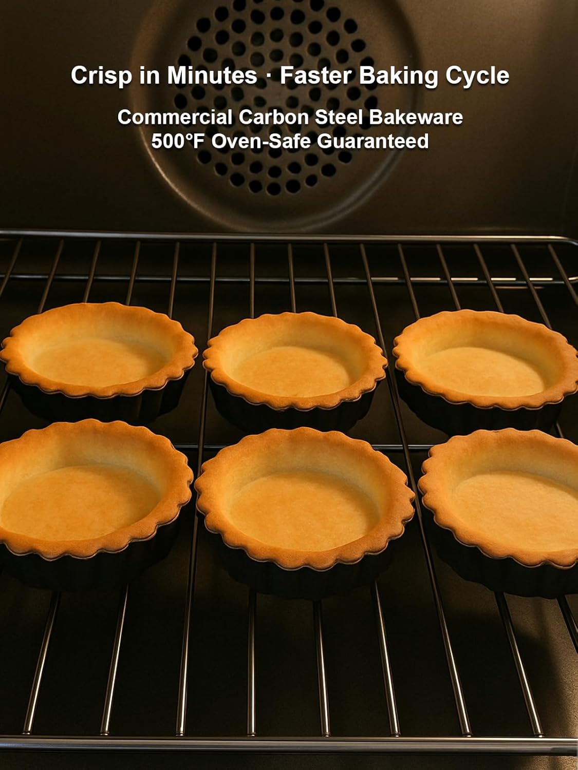 4 Inch Mini Quiche Pans Black 6 Pack. Egg Tart Molds w/Removable Bottom, Non-Stick Coating, Rugged Carbon Steel for Small Tart Quiche Pie Making. Gift for Women Christmas Thanksgiving Festival