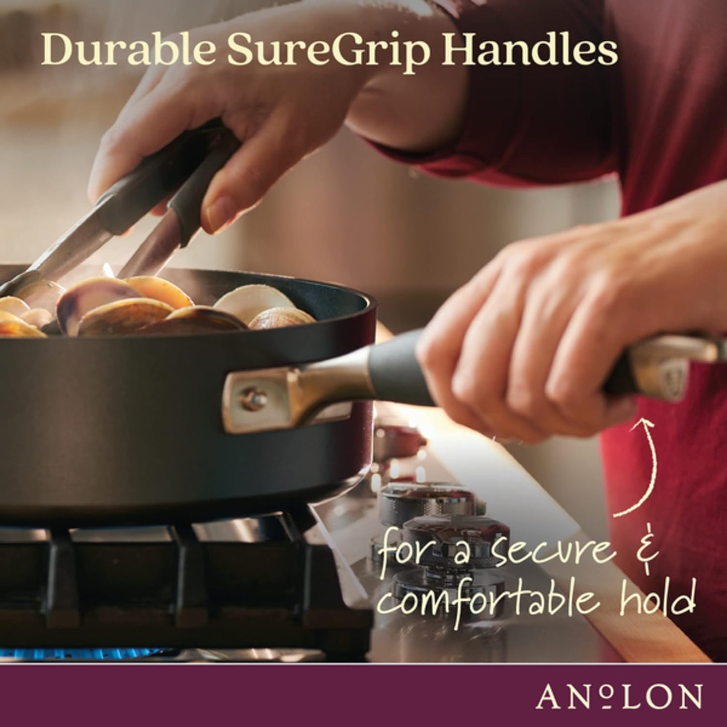 Anolon Advanced Hard Anodized Nonstick Frying Pan Set / Skillet Set - 10 Inch and 12 Inch, Gray
