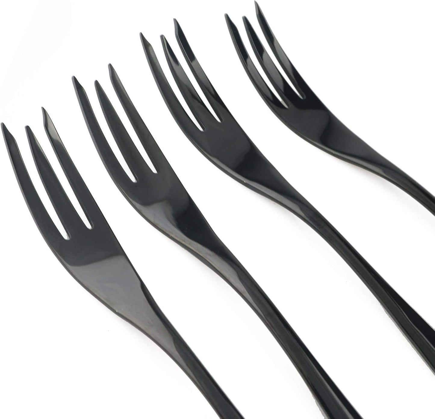 4-Pieces 18/10 Stainless Steel Seafood Cocktail Appetizer Fish Fork Set, Mirror Polishing Black