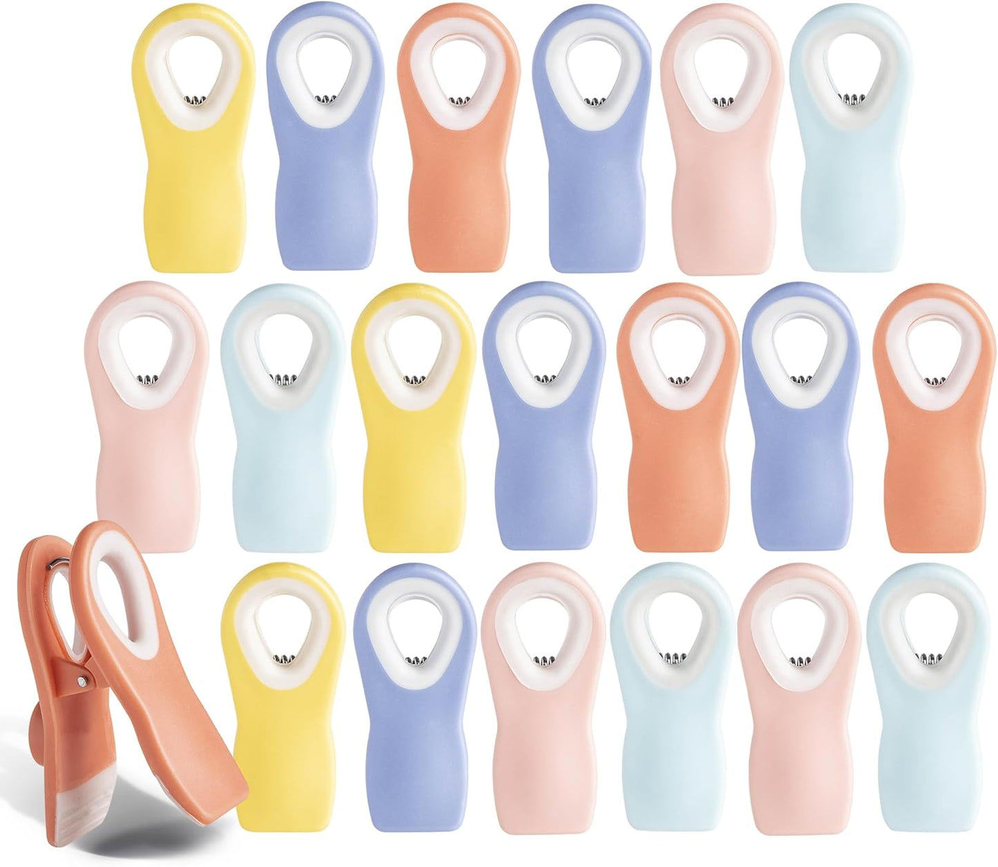 COOK WITH COLOR Bag Clips with Magnet- Food, Chip and Bag Clips for Food Storage with Airtight Seal Grip for Bread Bags, Snack Bags and Food Bags (Bright Colors, Pack of 20)