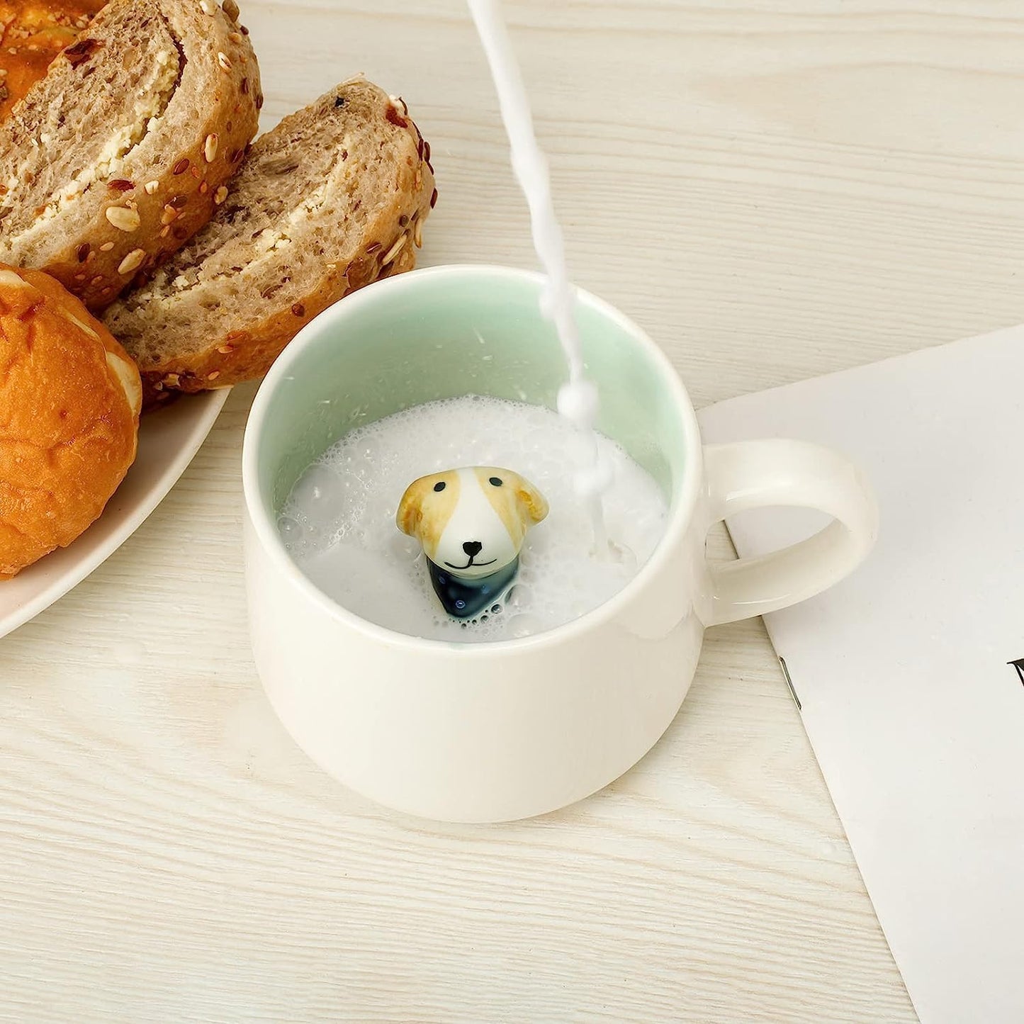 Cute Dog in Mug, Graduation Valentines Mothers Fathers Day Easter Christmas Gifts for Women Mum Her Wife Grandma Girl Boy Kid Teacher Friend,Birthday Present, 3D Animal Tea Cup Coffee Mugs