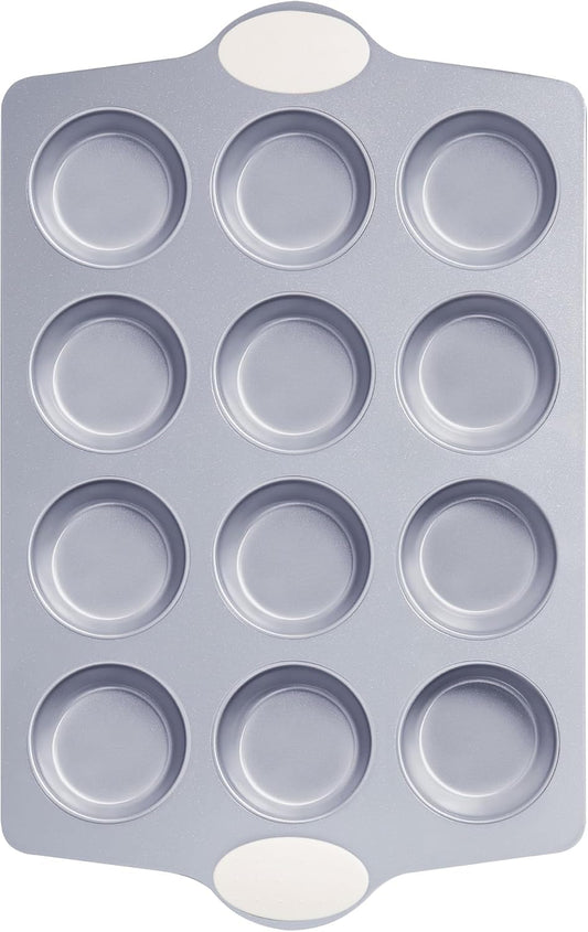 Ceramic Muffin Pan,12-Cup Nonstick Aluminized Steel Cupcake Pans, Healthy Non-Toxic Ceramic Coating Muffin Tin, 1 Pack Cup Cake Pans for Baking Cream
