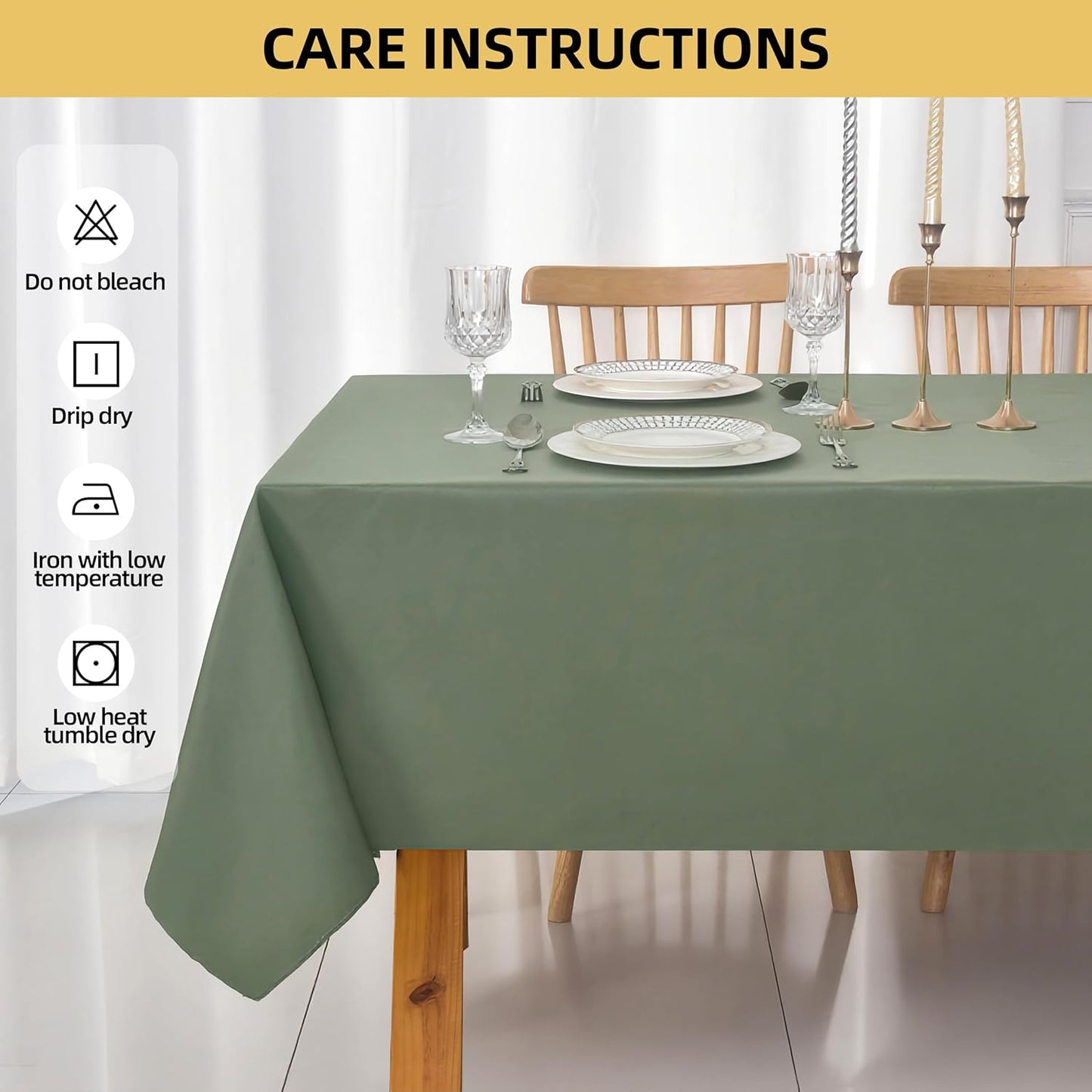 6-Pack 60x120 inch Sage Green Table Cloths, Solid Stain and Wrinkle Resistant Oblong Tablecloth, Premium Plain Weave Polyester Fabric Rectangle Table Linen Covers for Hotel, Wedding