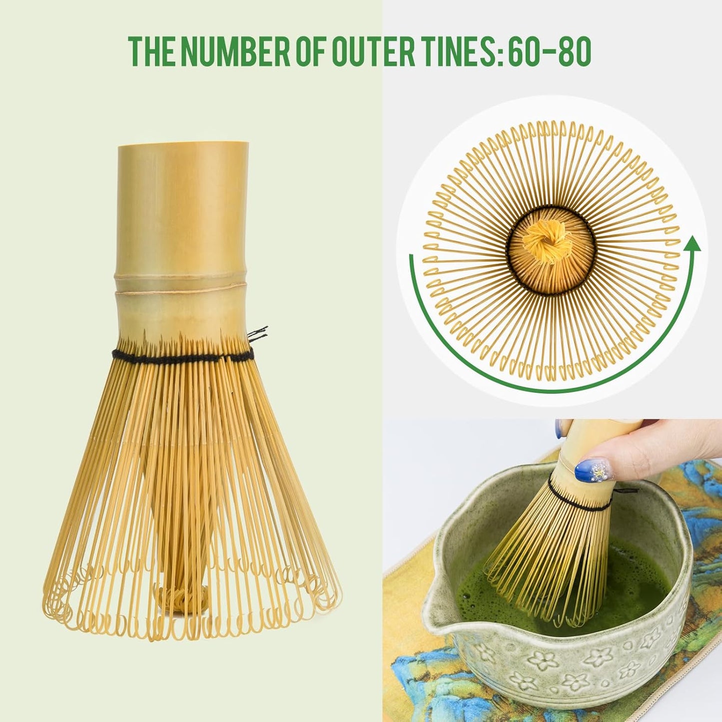 Matcha Whisk Set - 7 PCS Matcha Kit, Matcha Set for Making Breakfast Green Tea Lattes - Matcha Bowl with Spout, Matcha Whisk Holder - Gift for Tea Beginner, Friend, Daughter, Family