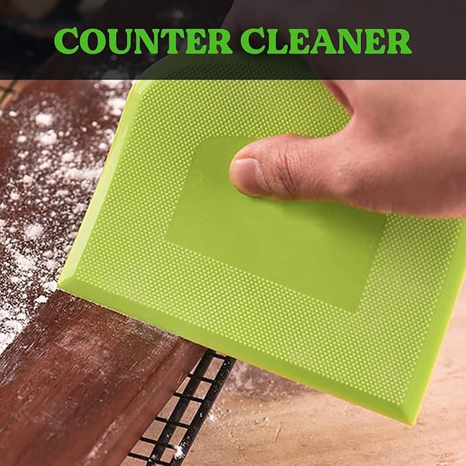 SURDOCA Dough Scraper Bench Scraper - 3P 4.7x3.7" Plastic Flexible Bowl Scraper, Sharp Edge & Angles Cake Scraper. Non-Slip Bakeware Decorating Tools Sculpting & Modeling Tools - Blue+White+Pink