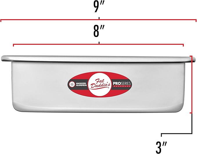 Fat Daddio's PSQ-883 Anodized Aluminum Square Cake Pan, 8 x 3 inch