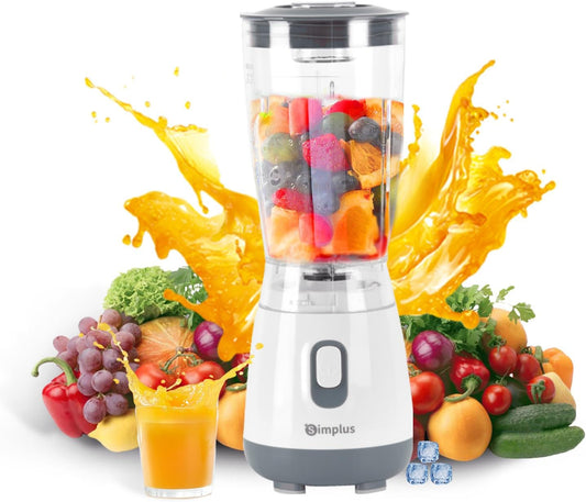 SIMPLUS Blender for Smoothies, 20 Oz BPA-Free Portable Small Blenders for Kitchen, Mini Juicer for Shakes, Protein Drinks, Baby Food, 300 Watts Blender & Food Processor, Stainless Steel Cutter, Grey