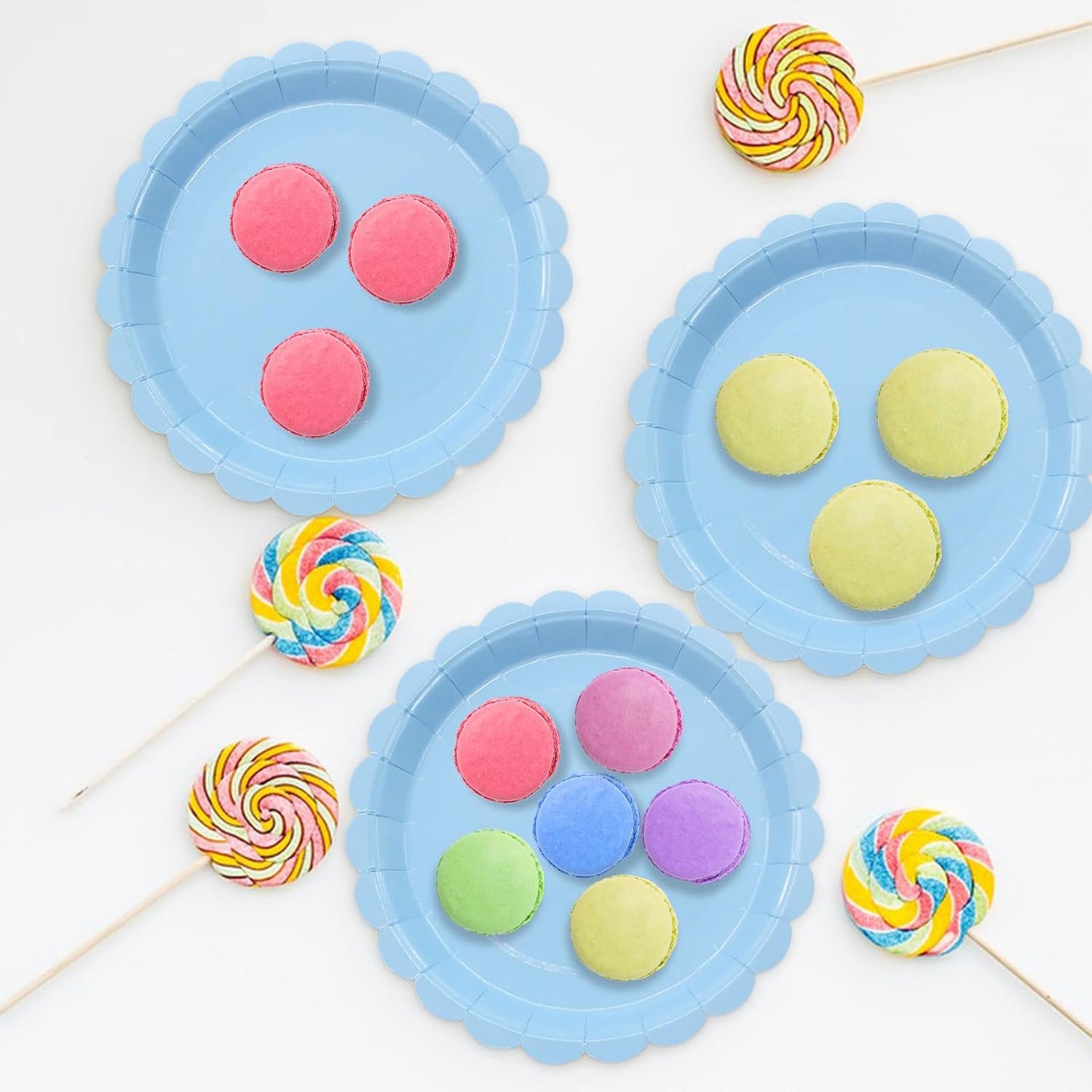 50Pcs Light Blue Paper Plates Blue Party Supplies 9 Inch Disposable Dessert Plates Birthday Party Plates for Valentines Tea Party Baby Shower Wedding Graduation Picnic BBQ