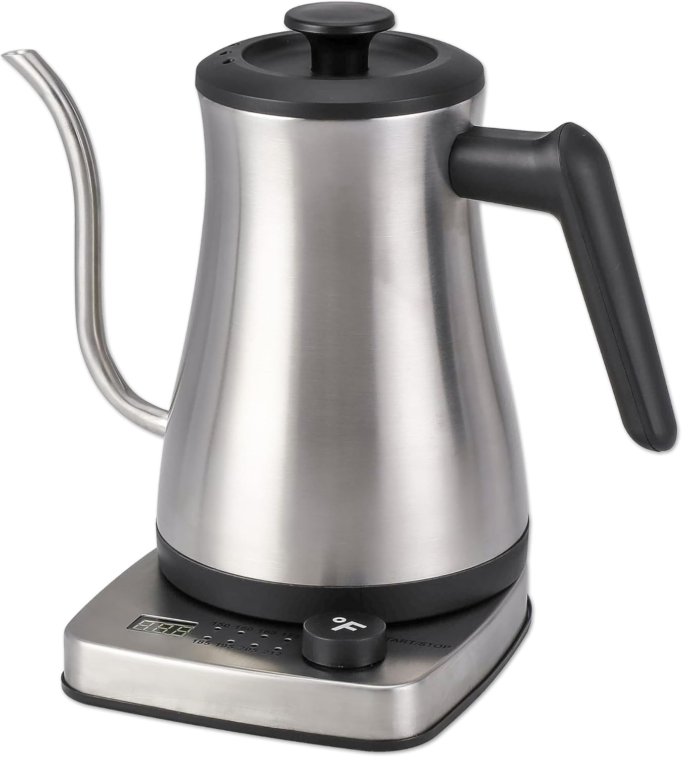 1.0L 1500W Gooseneck Electric Kettle - Stainless Steel Interior - Rapid-Boil - Auto Shut-Off, Boil-Dry Protection, Temperature Control, LED Indicator - Silver by The Display Guys