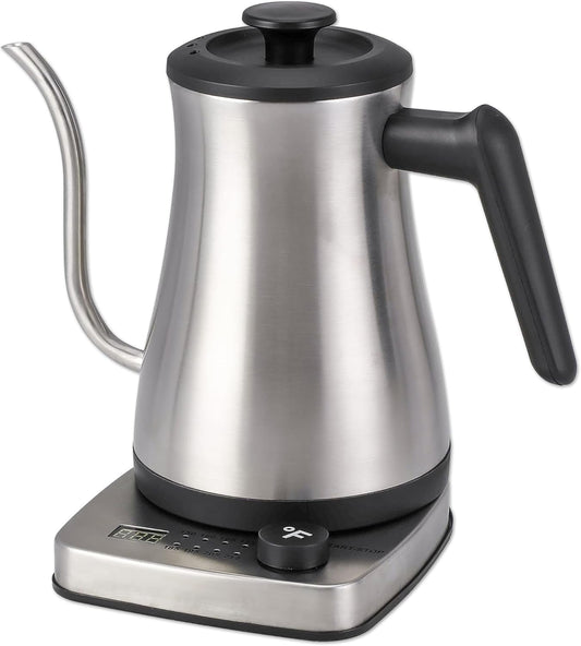 1.0L 1500W Gooseneck Electric Kettle - Stainless Steel Interior - Rapid-Boil - Auto Shut-Off, Boil-Dry Protection, Temperature Control, LED Indicator - Silver by The Display Guys