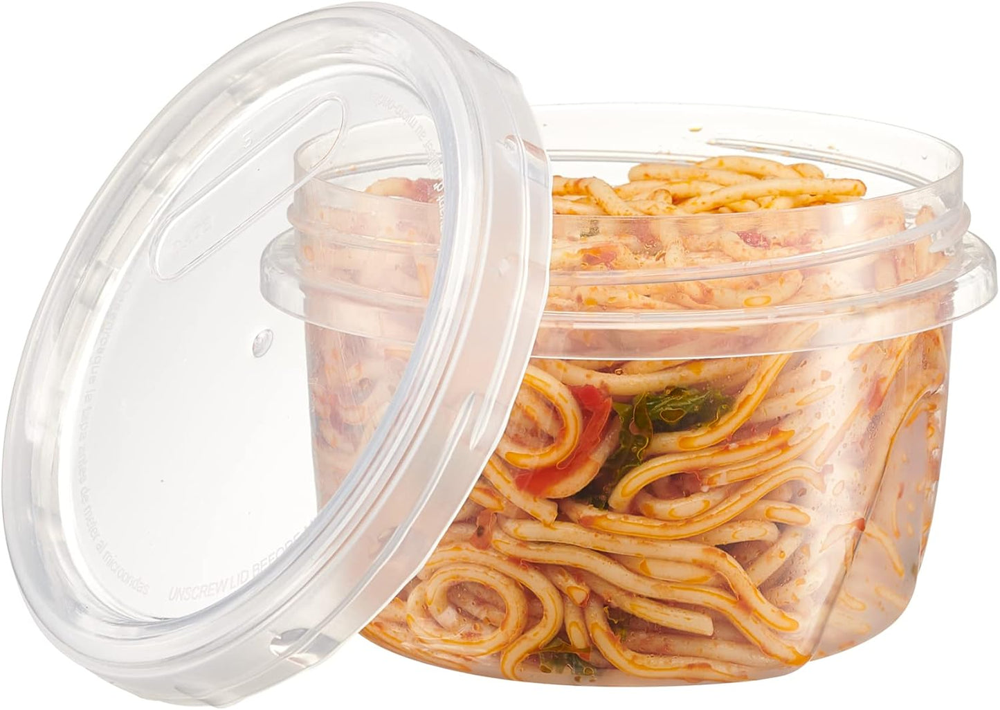 PLASTICPRO 6 Pack Twist Cap Food Storage Containers with Clear Screw on Lid- 16 oz Reusable Meal Prep Containers - Freezer and Microwave Safe Clear Plastic Food Storage