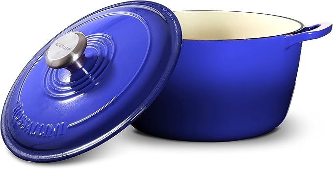 Signature Enameled Cast Iron Dutch Oven, Non-Stick Serving Pot with Tight Fitting Lid for Perfect Roasting, Baking, Sauteing, and Bread Making | 3.5Q (3.3L) - Indigo Blue