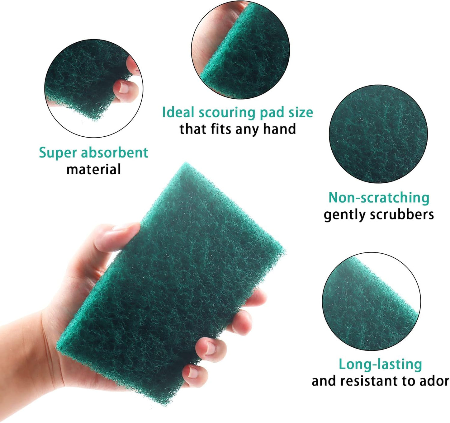 Heavy Duty Scour Pads, Non-Scratch Scrub Sponges, ULIFESTAR 5PCS Dish Scrubber Scouring Pads, Dual-Sided Reusable Household Scrub Pads for Dishes,Dish Cleaning Tool,Kitchen Scrubbers & Metal Grills