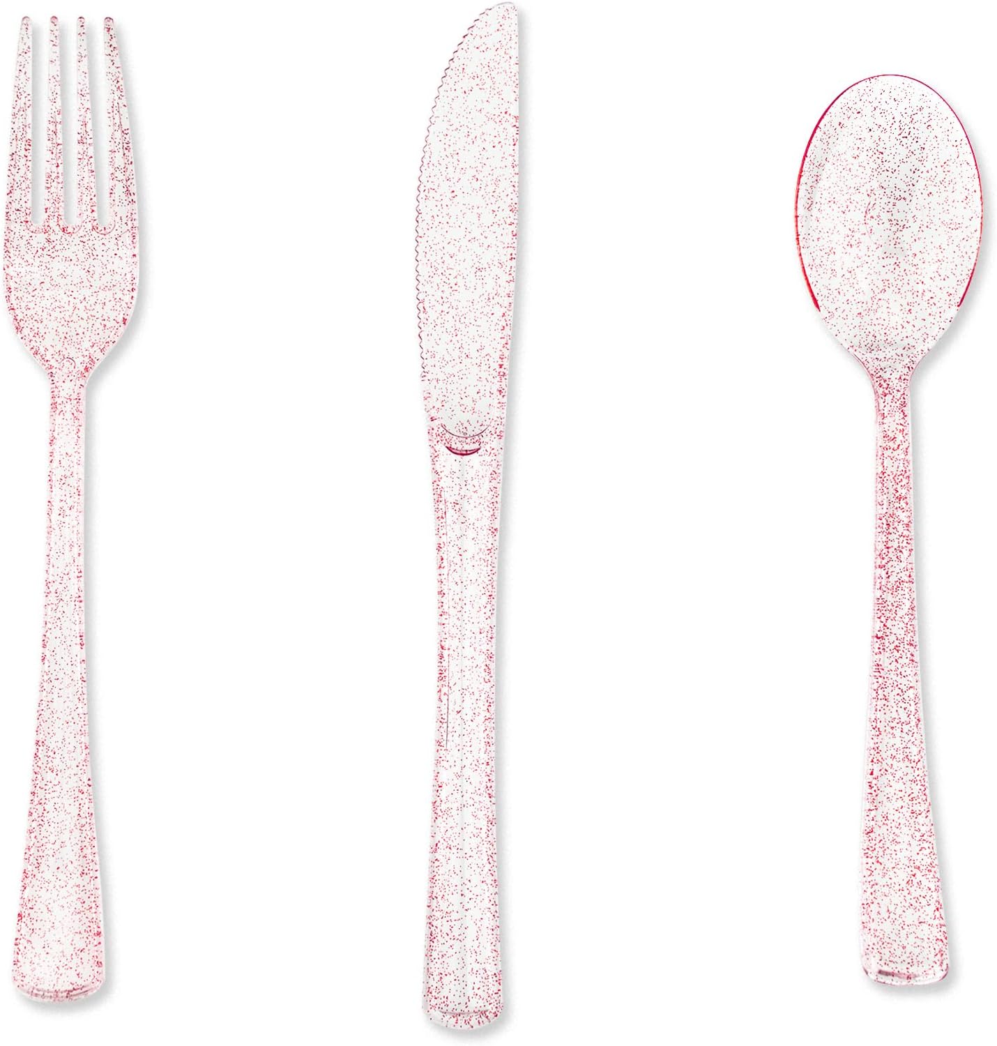 180PCS Rose Gold Plastic Silverware Set, Disposable Glitter Gold Cutlery, Flatware Set, 60 Forks, 60 Spoons, 60 Knives, Valentine's day Fancy Party Utensils