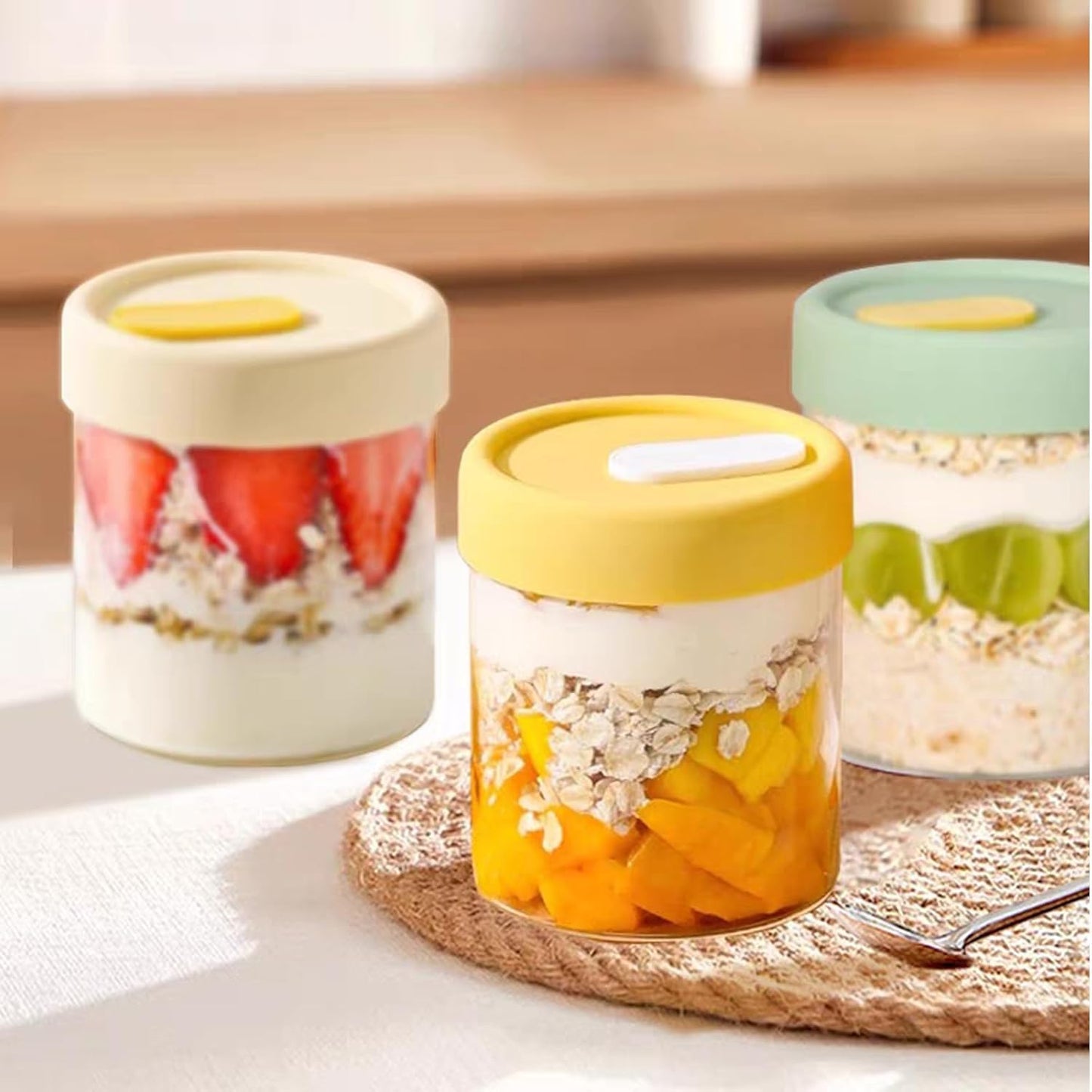 13.5oz Overnight Oats Containers with Lids, Glass Jar with Lid, Overnight Oats Jars, Meal Prep Jars for Yogurt Oats Parfait Chia Pudding Cereal Snacks (8PCS)