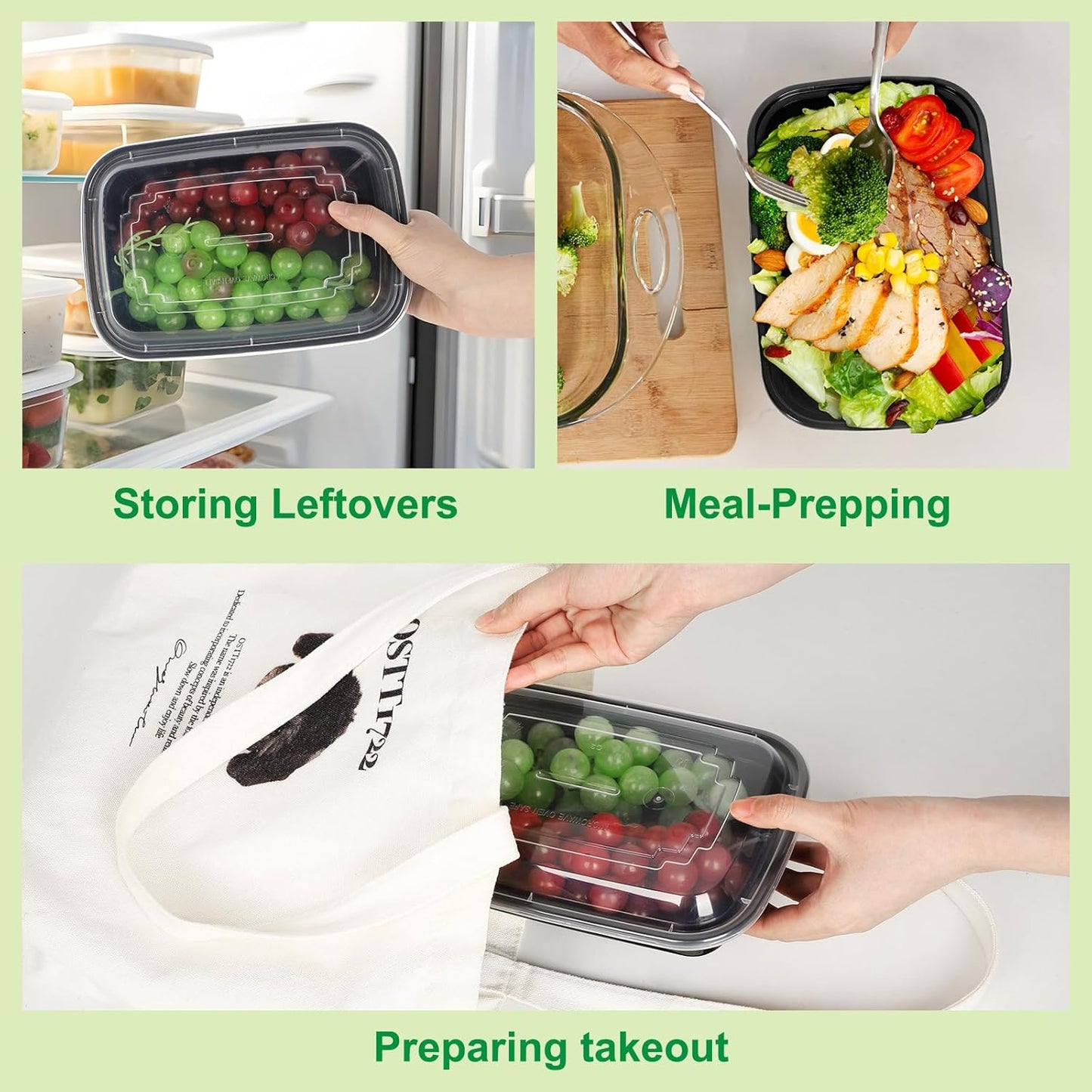 50 Pack Meal Prep Containers Reusable,1-Compartment Plastic Food Storage Containers with Lids,Bento Box,Microwave,Freezer,Dishwasher Safe,Lightweight & Durable,32oz