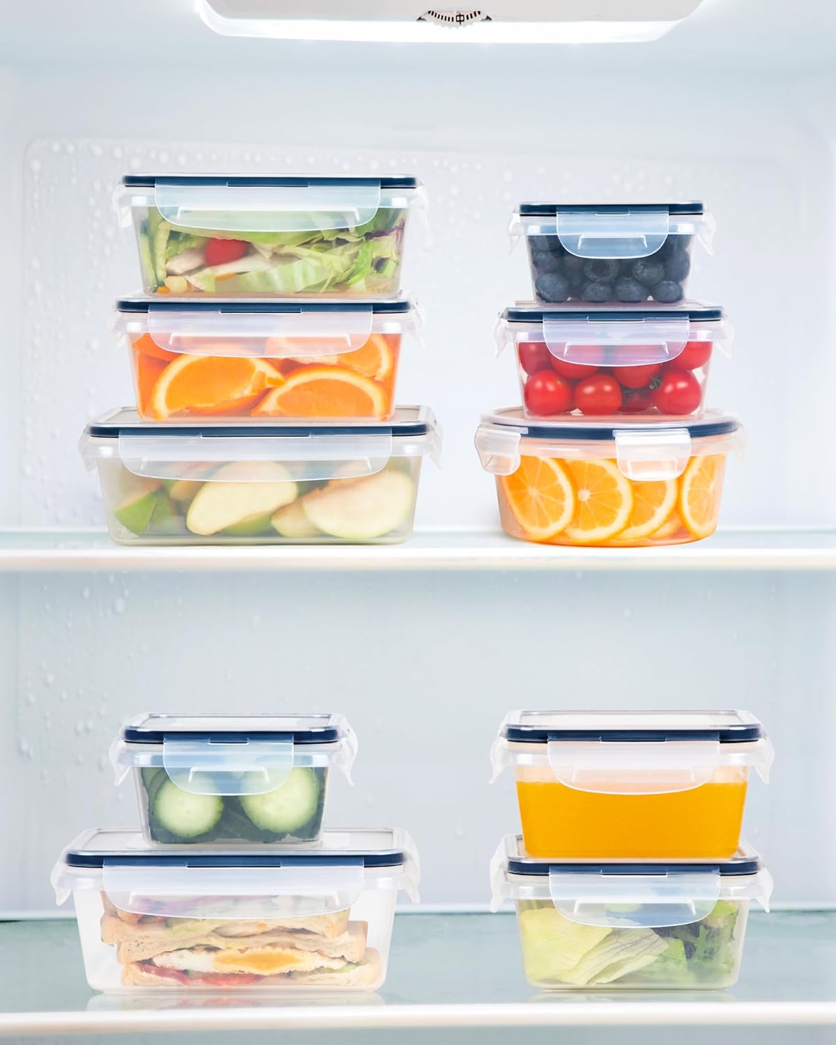 32 Piece Food Storage Container with Lids (16 Containers + 16 Lids) - Plastic Food Containers with Lid, Airtight Leak Proof Snap Lock, BPA Free Storage Containers