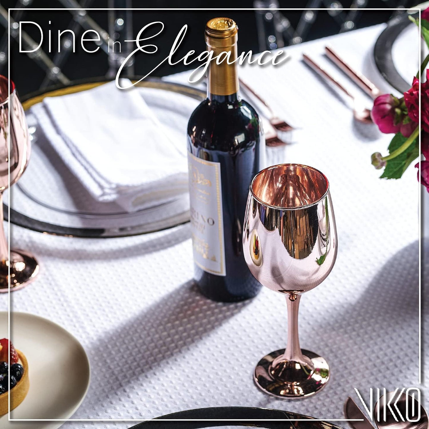 Vikko Decor Fancy Wine Glasses, 14 Oz With Stem, Thick and Durable, Dishwasher Safe, Great for Wine Tasting, Set of 12