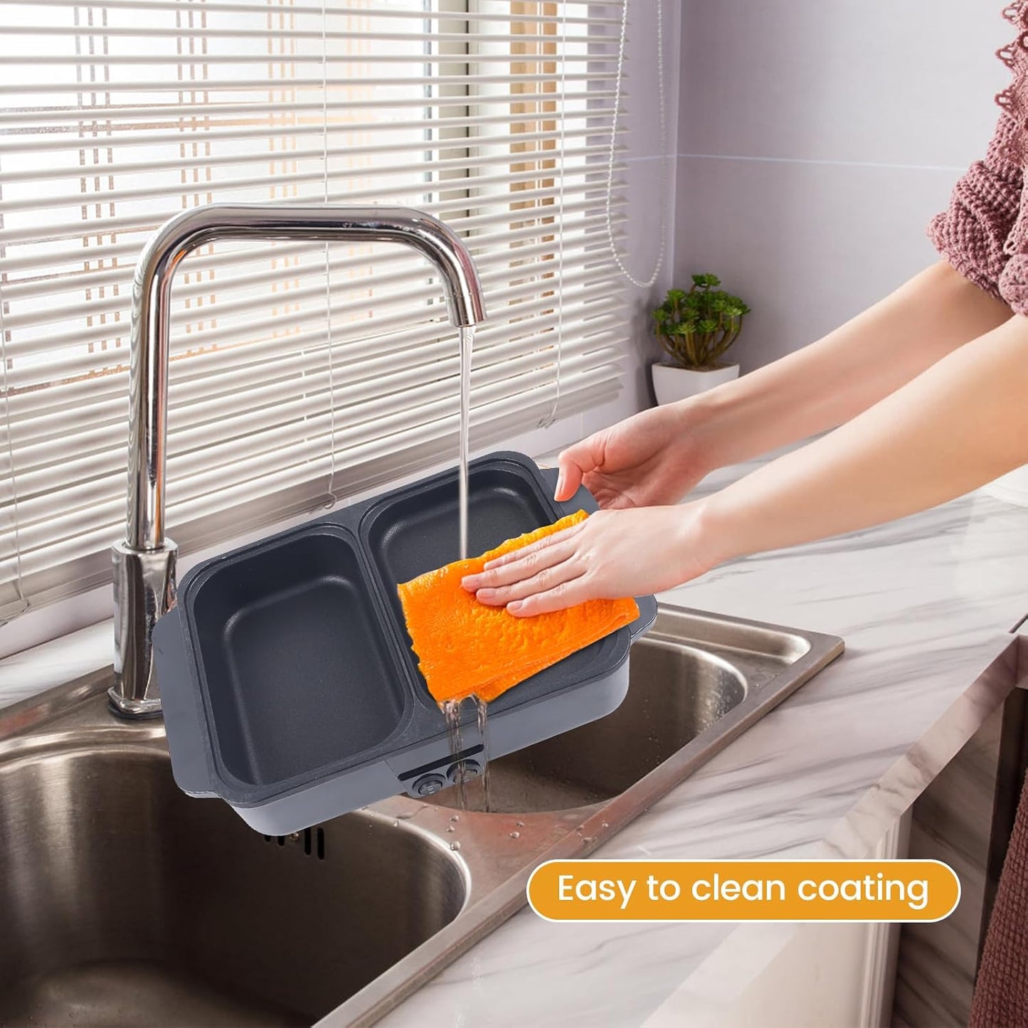 Hot Pot with Grill, Electric Hot Pot and Frying Pan, Shabu Shabu Pot with Grill, 2 in 1 Indoor NonStick Shabu Shabu Pot and Griddle, Dual Temperature Control, Fast Heating for BBQ Steak Noodles(Black)