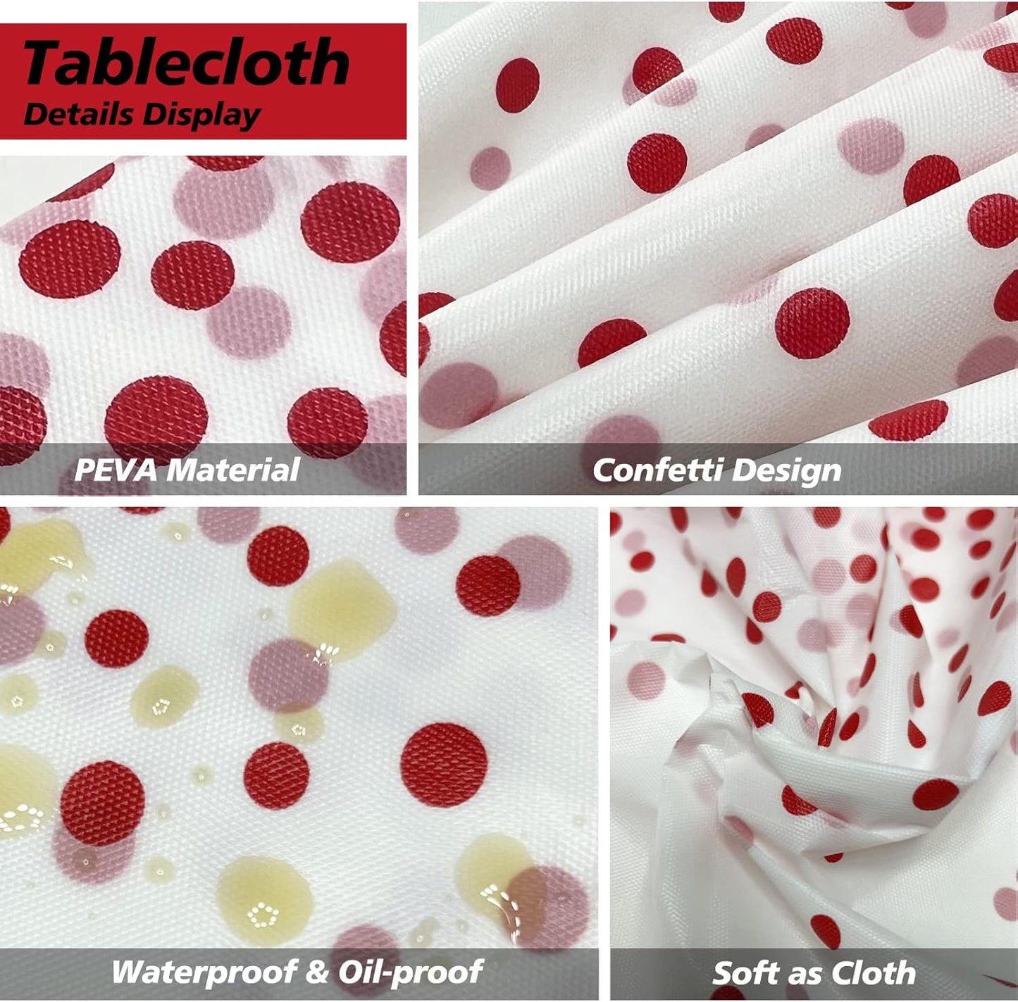 White Plastic Table Cloth 4 Pack Disposable Plastic Table Cloth Party Table Cover Red Dot Party Table Clothes for Baby Shower Gender Reveal Birthday Party Decorations 54" X 108" (White 4 Pack)