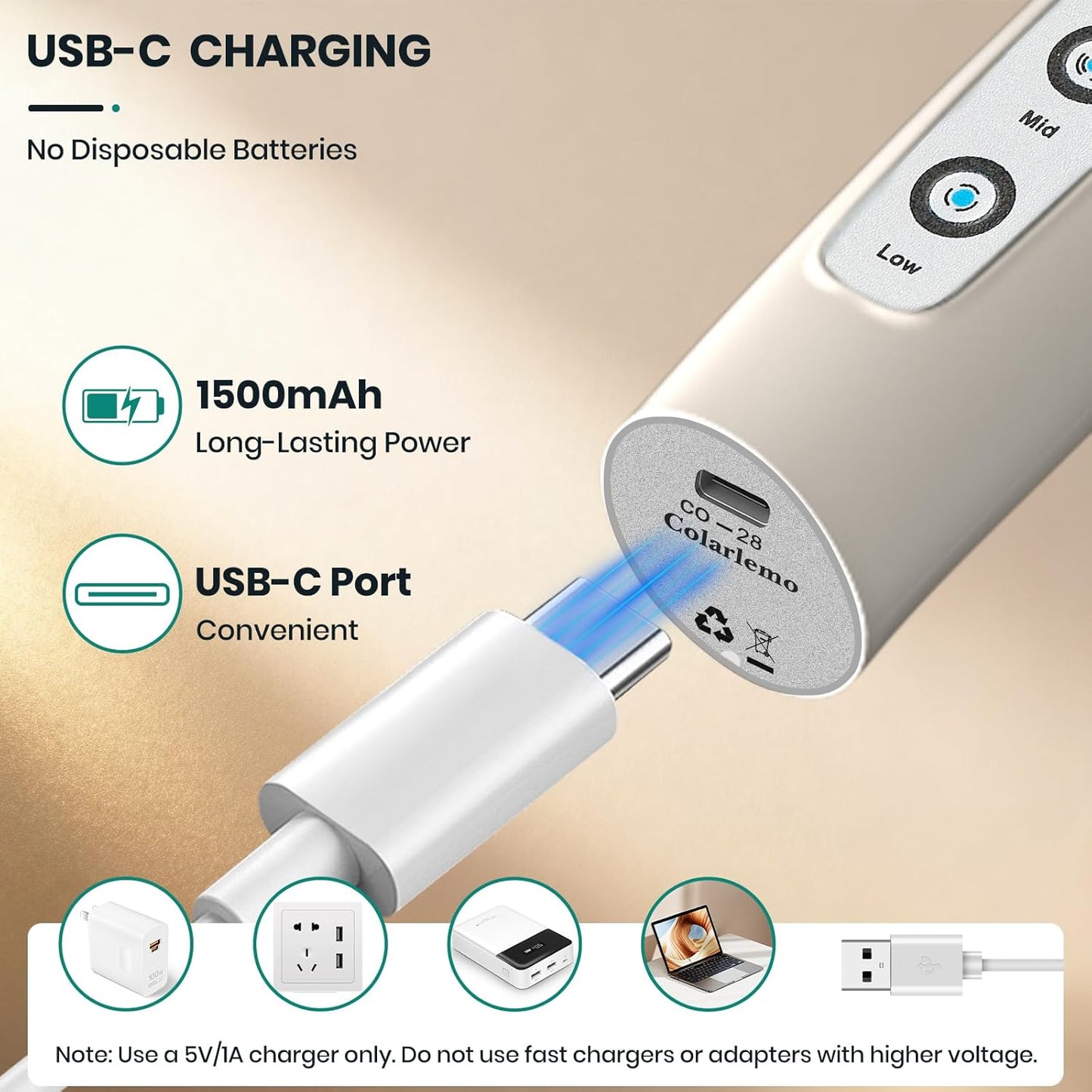 Milk Frother Handheld Rechargeable, Frother Wand Drink Mixer Electric Whisk for Coffee, Detachable With 3 Stainless Whisks, Hand Mixer for Lattes, Cappuccino, Matcha, Egg, No Stand, Beige