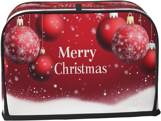 Toaster Cover 2 Slice Red Ball Christmas Pattern Kitchen Small Appliance Covers with Pockets Dust and Fingerprint Protection