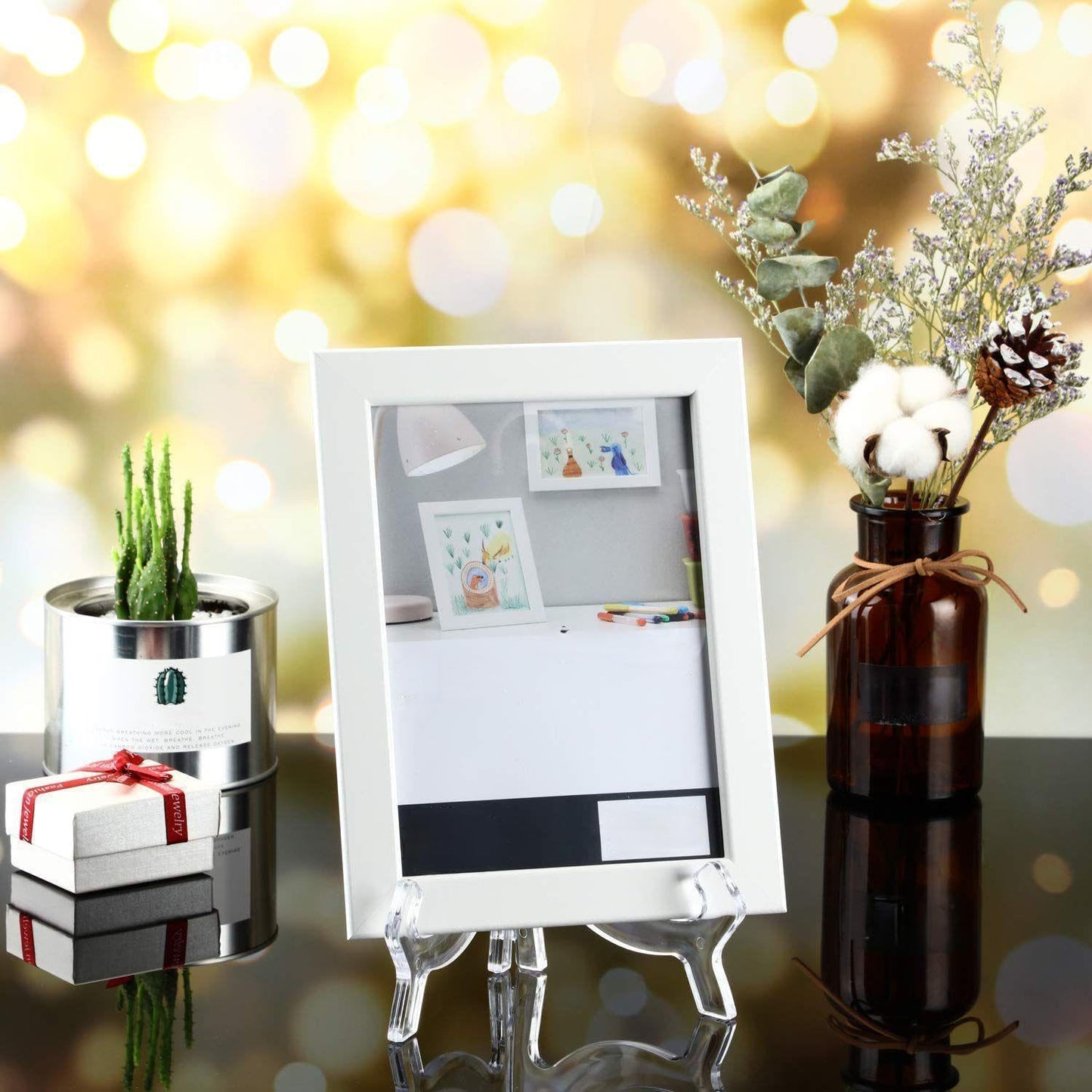 HESTYA 3 Pieces 4.5/7/9.8 Inch Clear Acrylic Easels Display Stands Plate Stands Holders to Display Pictures or Other Items for Weddings, Birthdays, Home Decoration, Tables