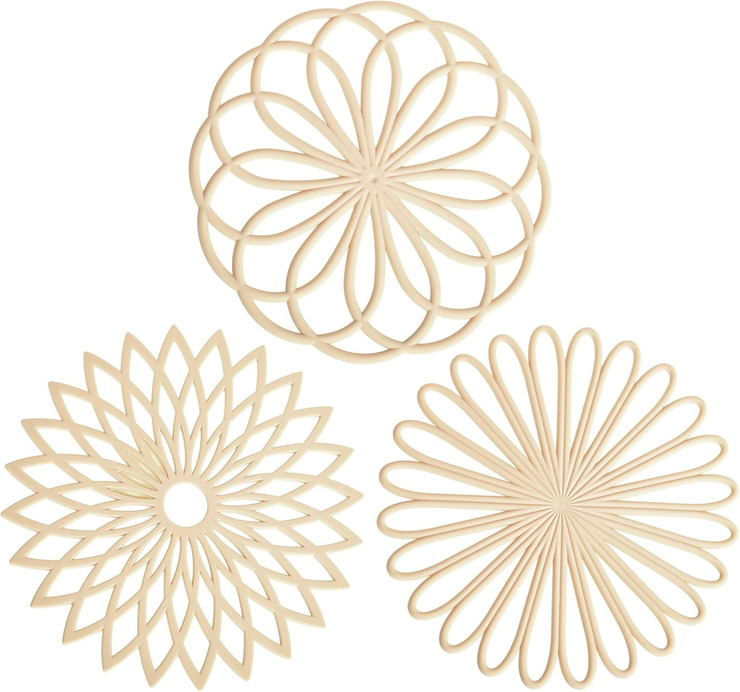 Smithcraft Silicone Trivets for Hot Dishes, Pots and Pans, Trivet Mat Hot Pads for Kitchen Decor, Round Heat Resistant Mats Countertop, Trivets Table & Quartz Countertops Beige Set 3