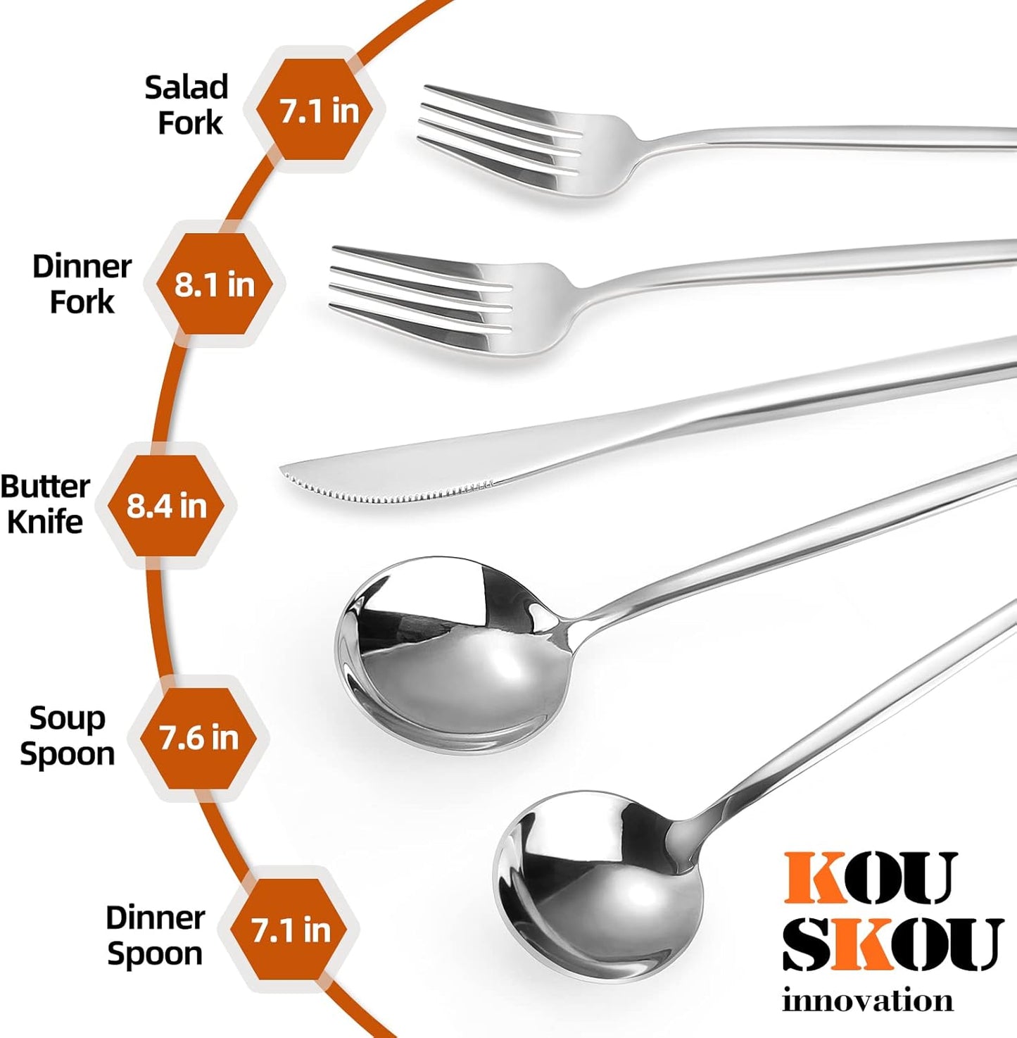 Mirror Silverware Set, 40-Piece Flatware Cutlery Set Service for 8, Mirror Polished Tableware Set, Utensils for Kitchens, Home and Restaurant, Dishwasher Safe