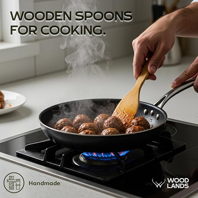 Wooden Spoons for Cooking - 6-Piece Wooden Utensil Set with Spatulas & Spoons, Heat-Resistant, Eco-Friendly Kitchen Utensils for Non-Stick Cookware (Christmas)
