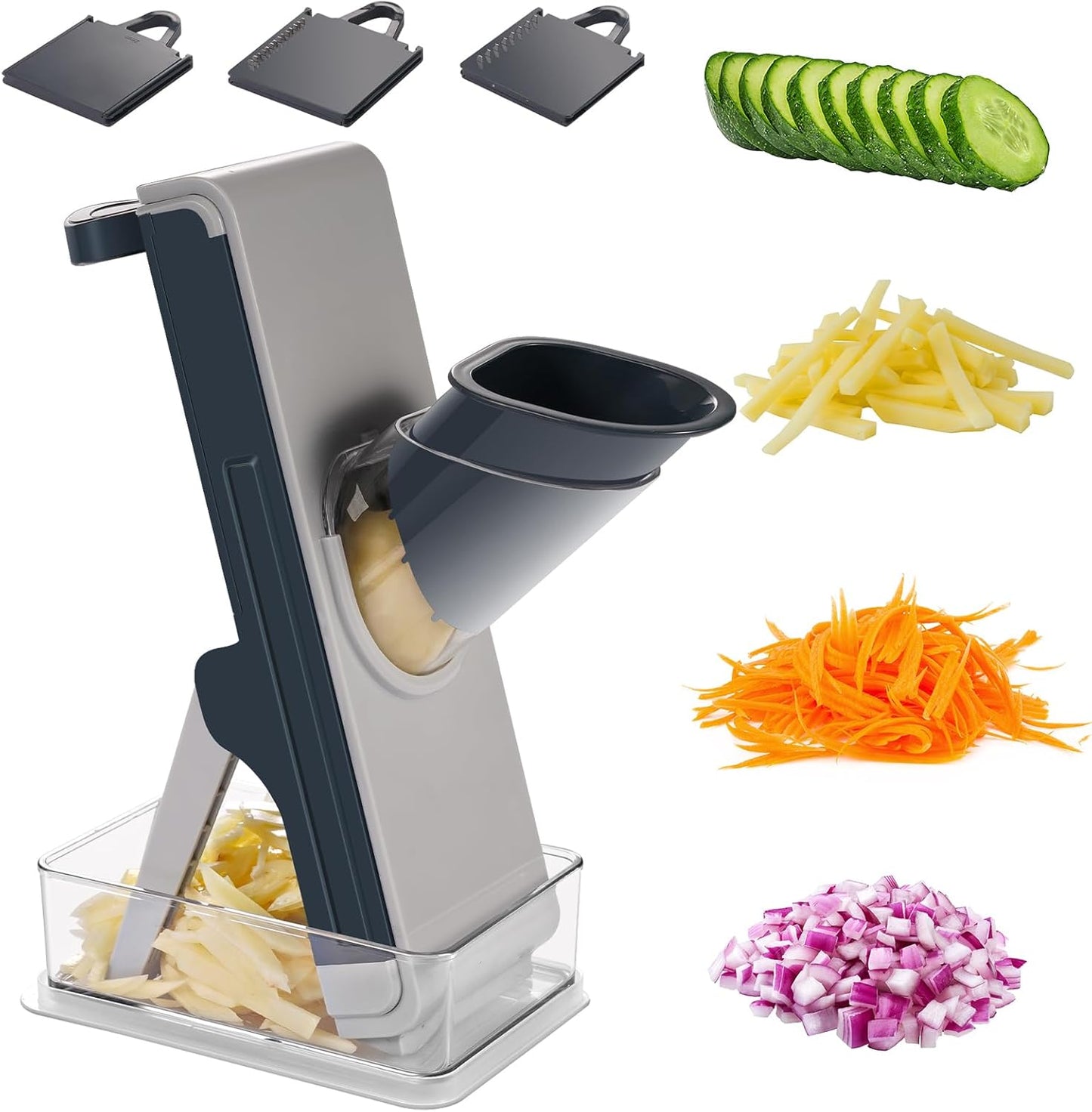 Safe mandoline slicer for kitchen, FEICO multifunctional vegetable cutter mandolin chopper for vegetable veggie potato