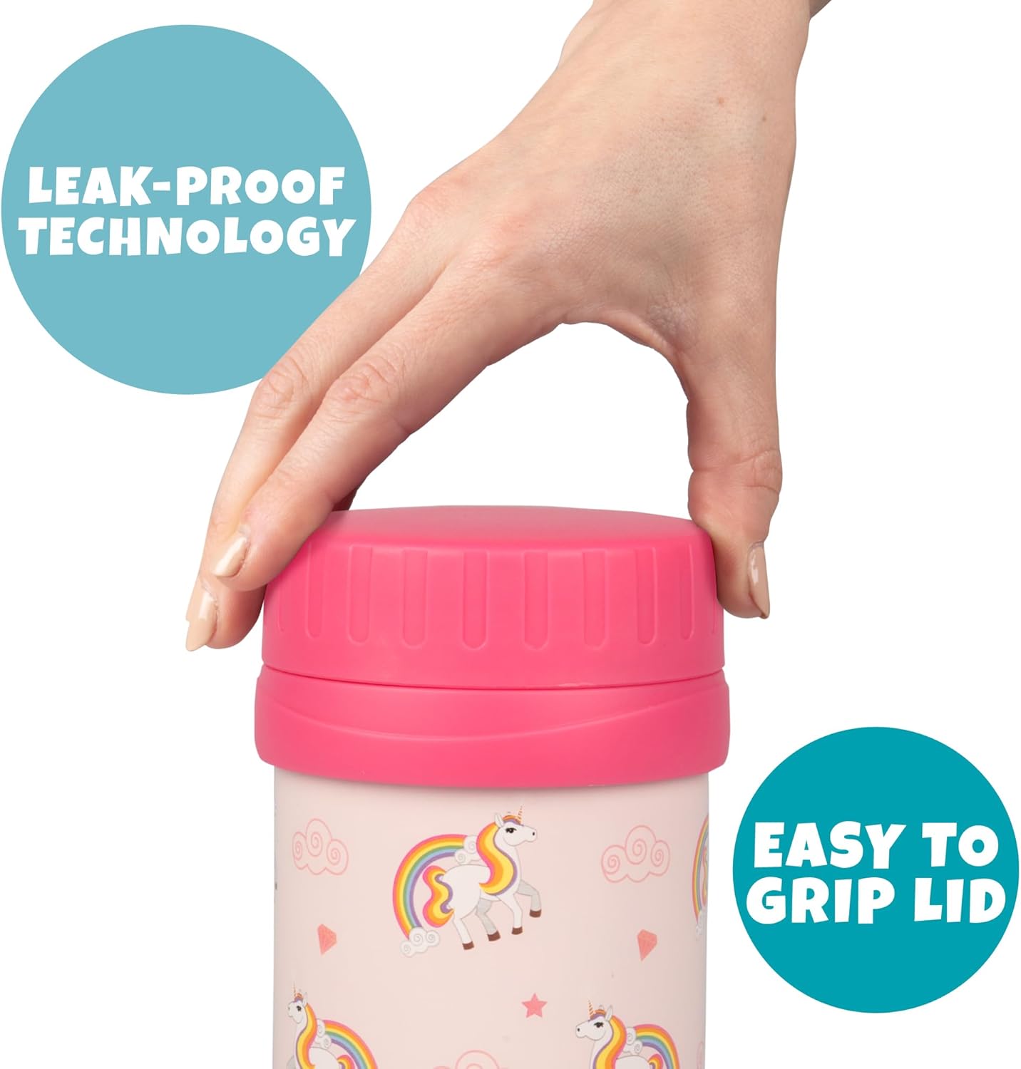 Bentology Stainless Steel Insulated Lunch 13 oz Thermos for Kids – Large Leak-Proof Storage Jar Container for Hot & Cold Food, Soups, Liquids - BPA Free - Fits Most Lunch Boxes and Bags - Unicorn