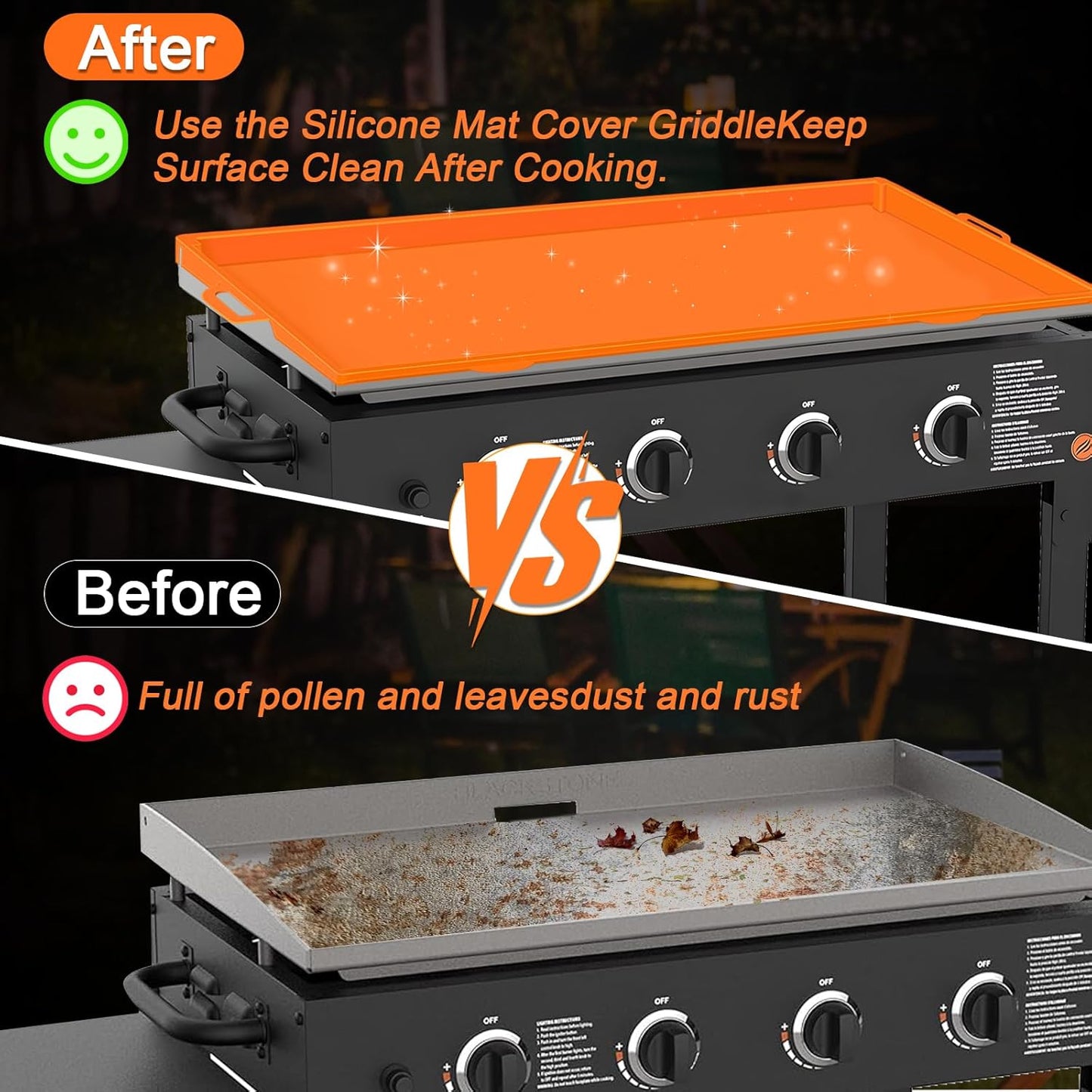 Griddle Cover Mat for Blackstone 22'' Food Grade Upgraded Silicone Griddle Mat Cover, Full Wrap-Around with Handle for Blackstone Accessories Prevent Dirt & Rust