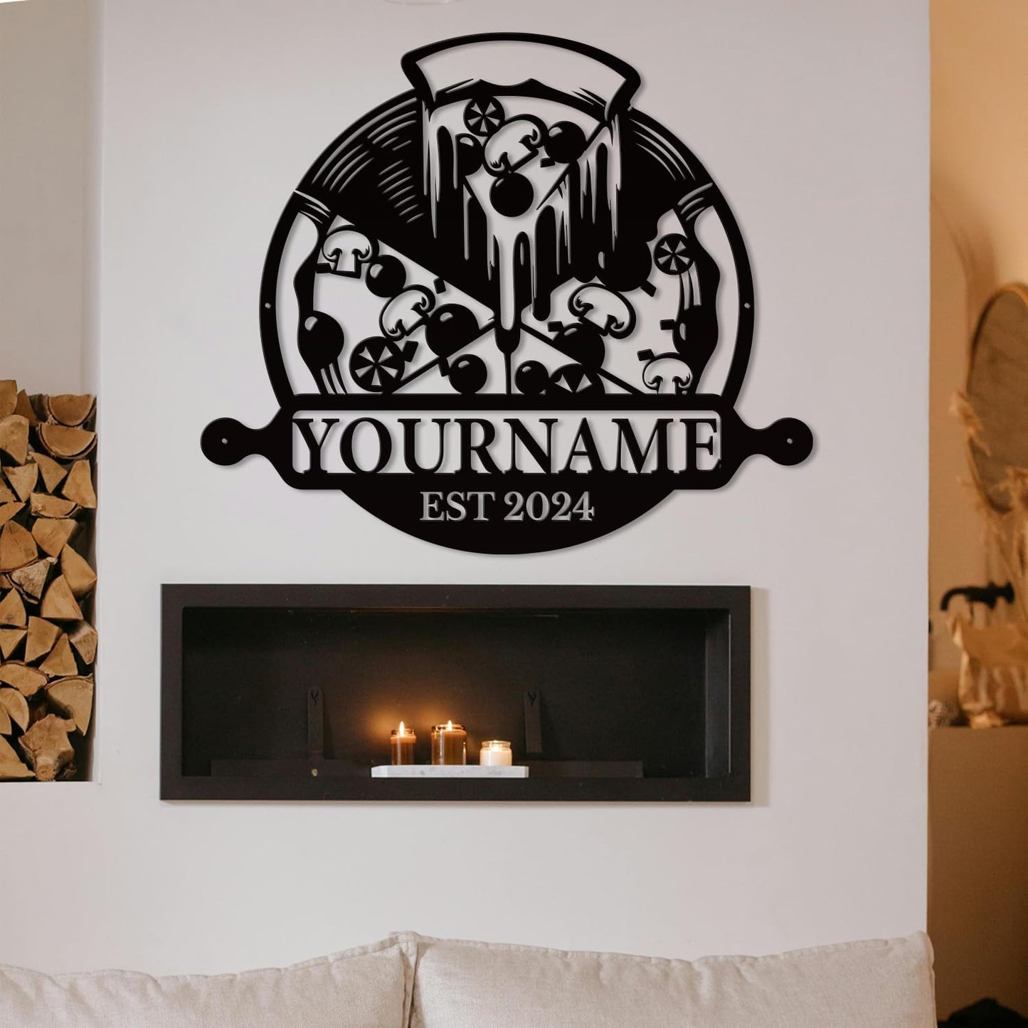 magilab Personalized Pizza Metal Sign, Custom Kitchen Wall Decor for Home & Outdoor, Food Lover Gift (Style A)