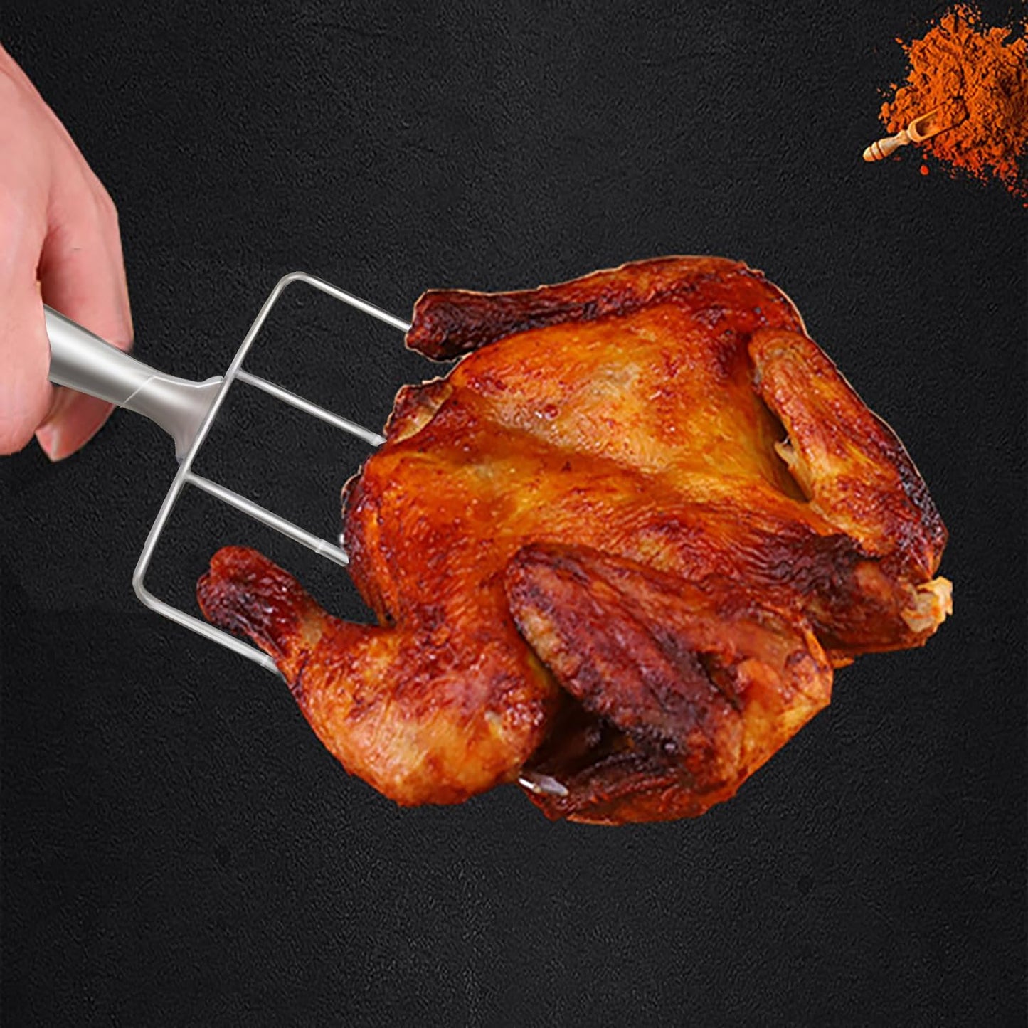 Stainless Steel Poultry Lifters Set of 2.Meat Forks, Roaster Poultry Fork, Carving Forks, Transfer Chicken or Ham Easily.