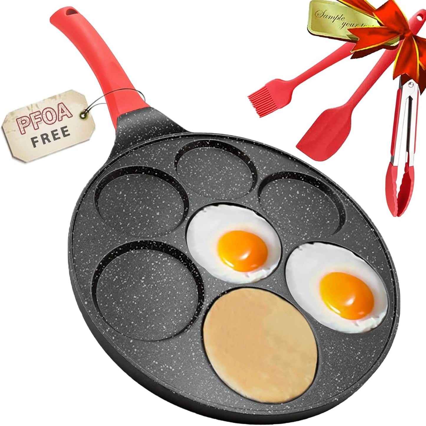 Egg Frying Pan, Pancake Maker, Egg Cooker Pan, Omelet Mini Pancake Pan, Nonstick 7 Egg Skillet Silver Dollar Pancake Pan Egg Maker