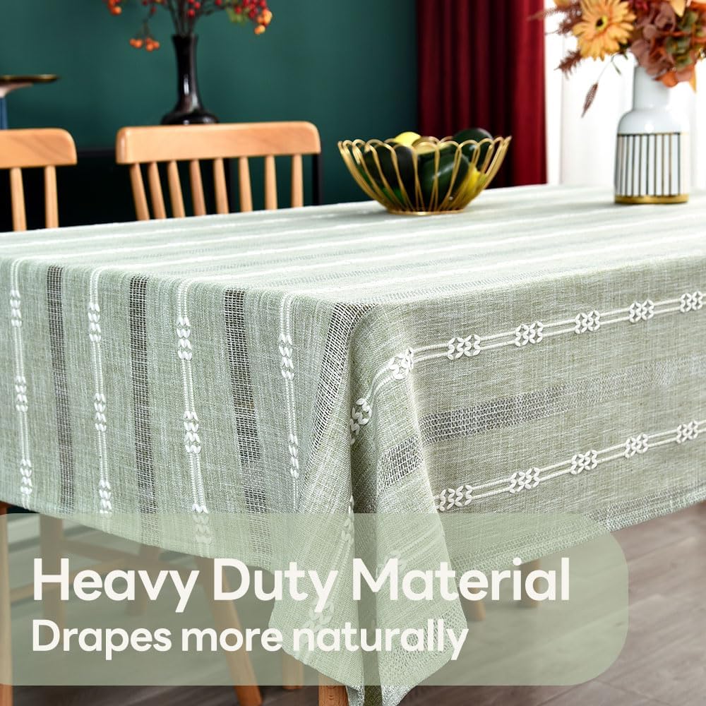 Heavy Duty Cotton Table Cloth for Rectangle Table Sage Green Tablecloth Rectangular Farmhouse Vintage Washable Rustic Table Cover (Sage Green,52''x120'')