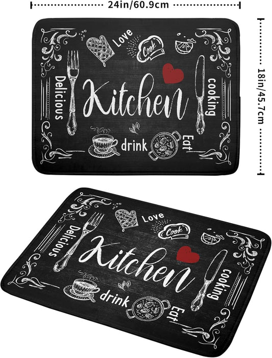 Black Coffee Bar Dish Drying Mats for Kitchen Counter 18x24 Inch, Kitchen Drying Mat, Kitchen Coffee Bar Dishes Pad Dish Drainer Rack Mats Absorbent Fast Dry Kitchen Accessories