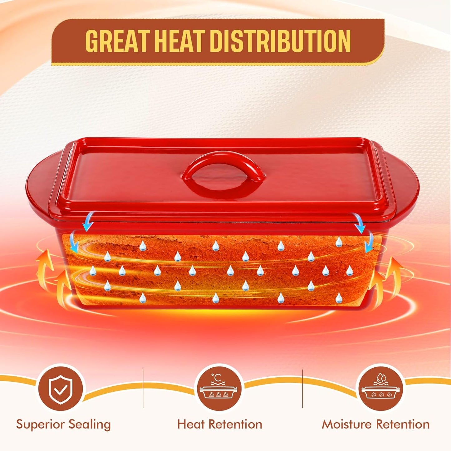 Enamelled Cast Iron Dutch Oven Pot with Lid 4QT Heavy Duty Cast Iron Bread Pan with Dual Handles Nonstick Enameled Cookware for Sourdough Bread Baking Roasting Stewing Braising Frying, Red