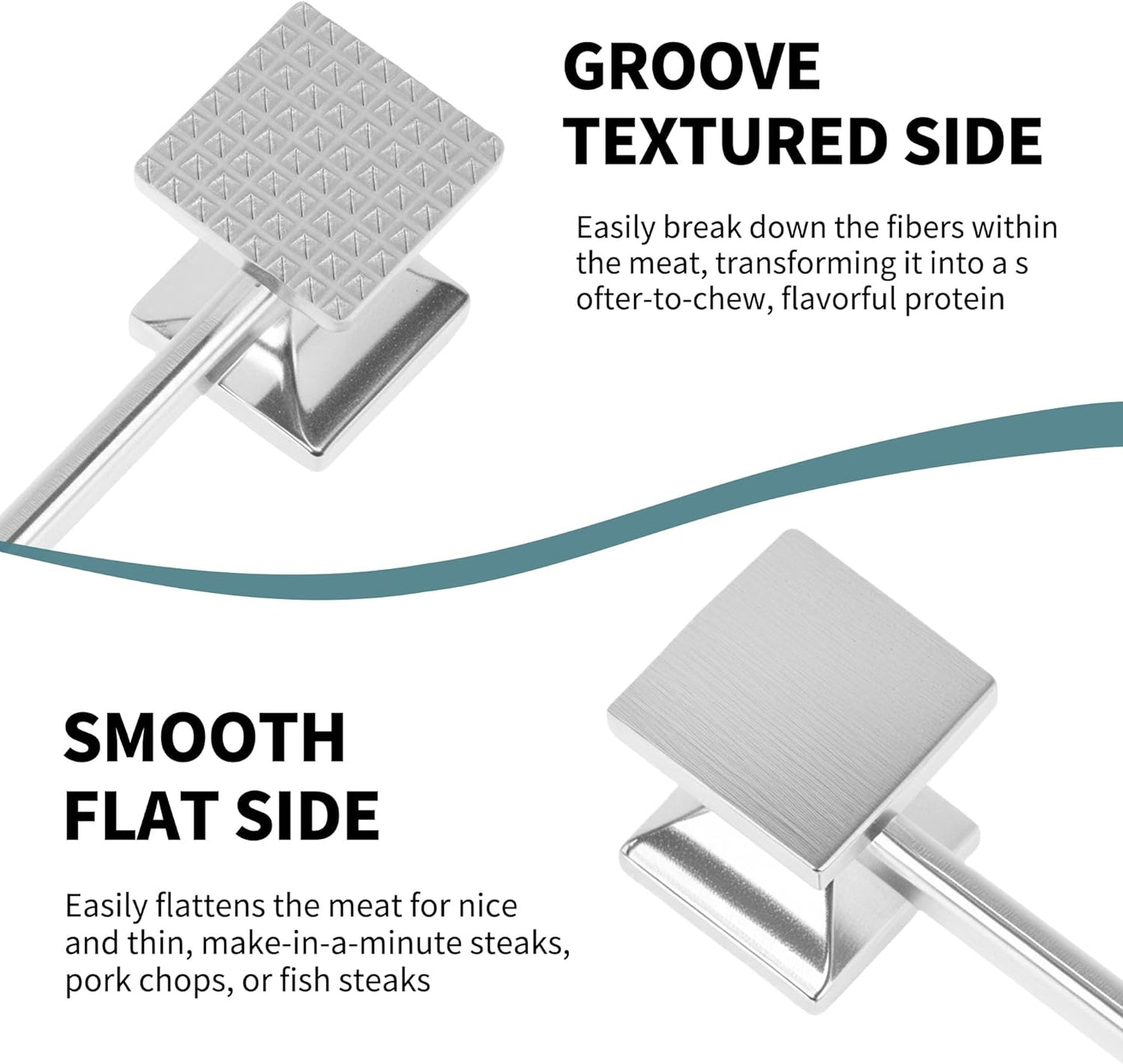 VOCOSTE Meat Tenderizer Mallet, Aluminum Alloy Kitchen Double-sided Meat Pounder Flattened, Meat Mallet Hammer, Steak Chicken Beef Tenderizer Tool