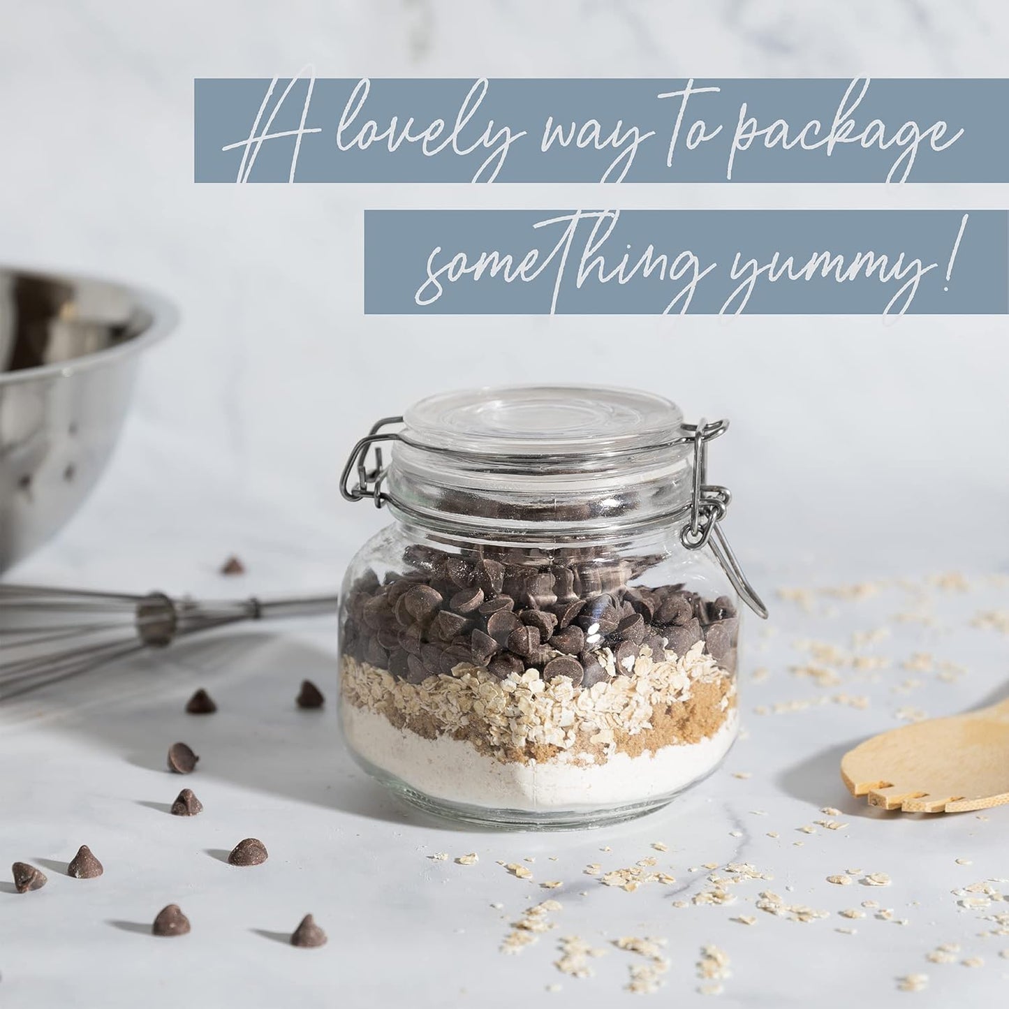 Galashield Glass Jars with Lids Food Storage Jars with Airtight Lids Leak Proof Glass Canisters [25 oz]