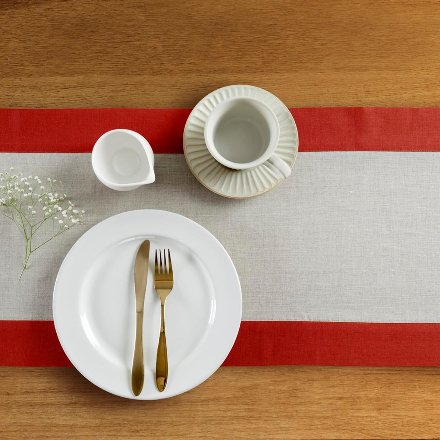 Solino Home Linen Table Runner 108 Inches Long - Red and Natural 100% Pure Linen 14 x 108 Inch Table Runner for Dining, Fall, Autumn, Christmas, Holiday - Contempo