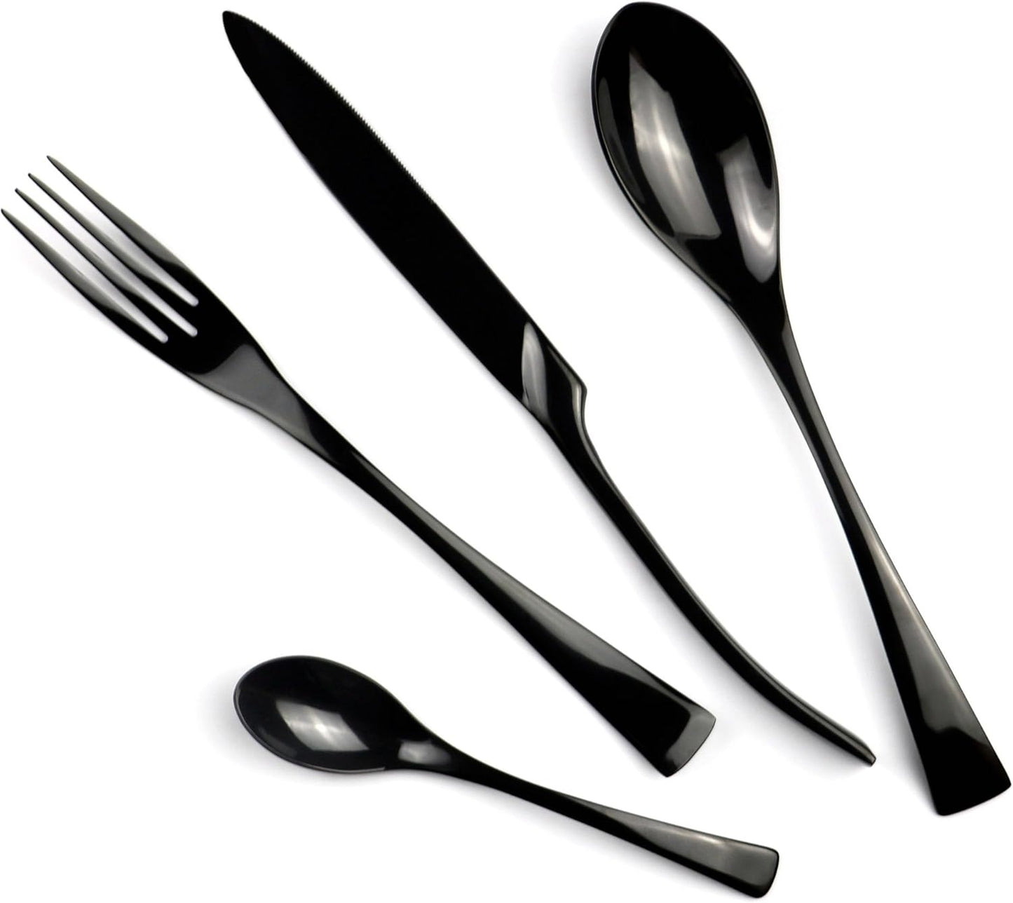 20-Piece 18/10 Stainless Steel Flatware Set Mirror Polishing Black, Serive for 4