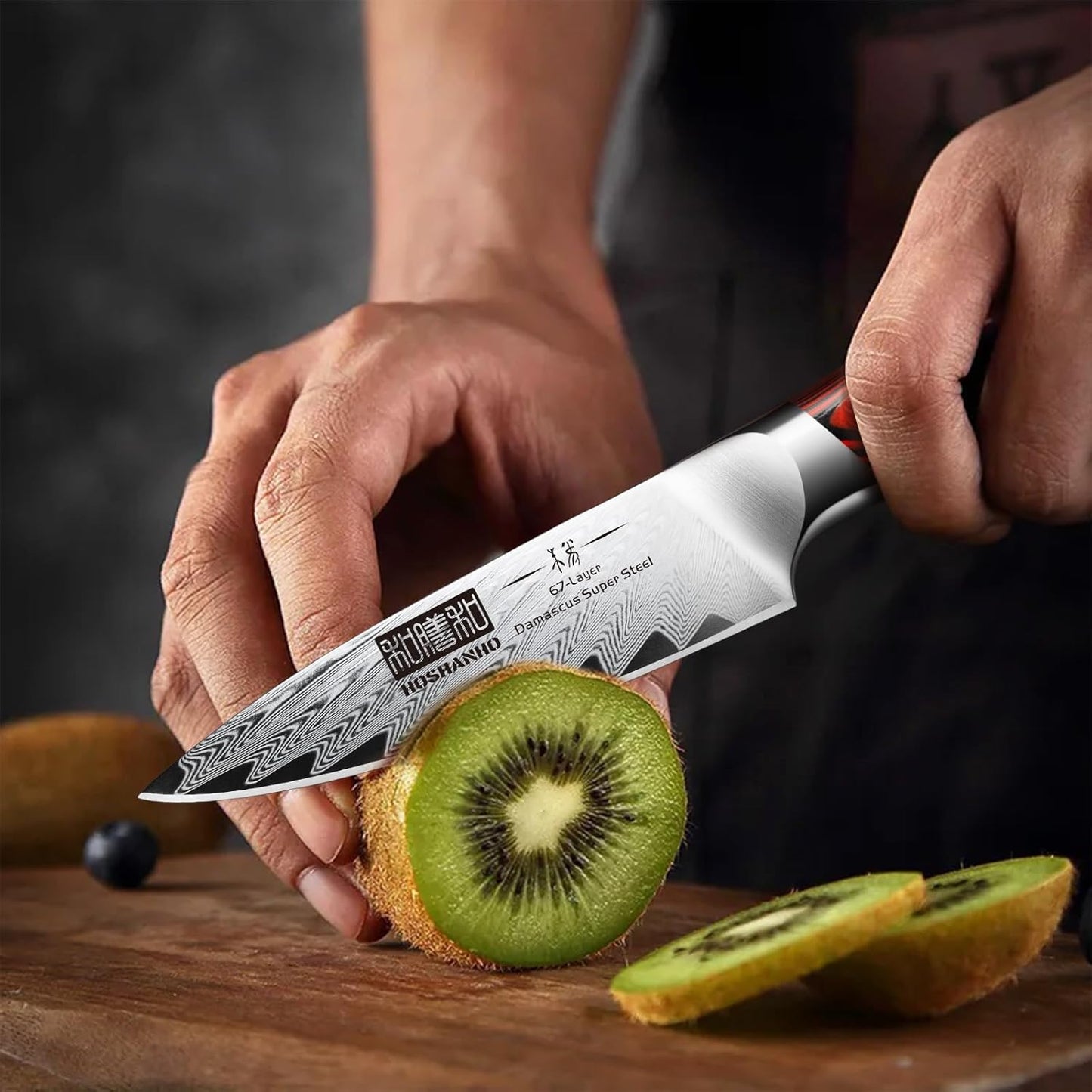 HOSHANHO Paring Knife 3.75 Inch Small Kitchen Knife, Super Sharp Damascus Steel Fruit Knife, Multifunctional Peeling Knife for Cutting Fruit Vegetables