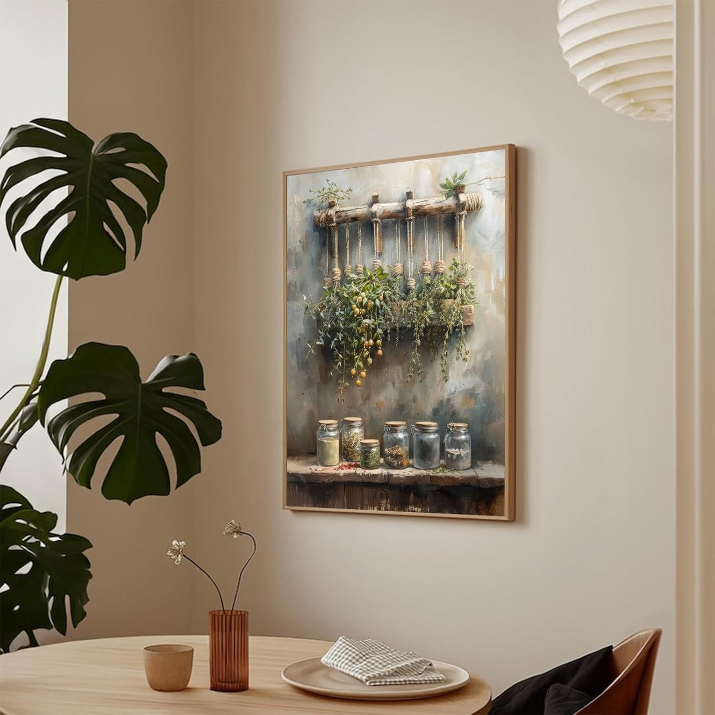 Farmhouse Rustic Canvas Wall Art Vintage Kitchen Wall Art Spices Kitchen Wall Art Tomato Spices Kitchen Moody Still Life Oil Painting for Restaurant Bar Living Room Wall Decor 12x16 Inch Unframed